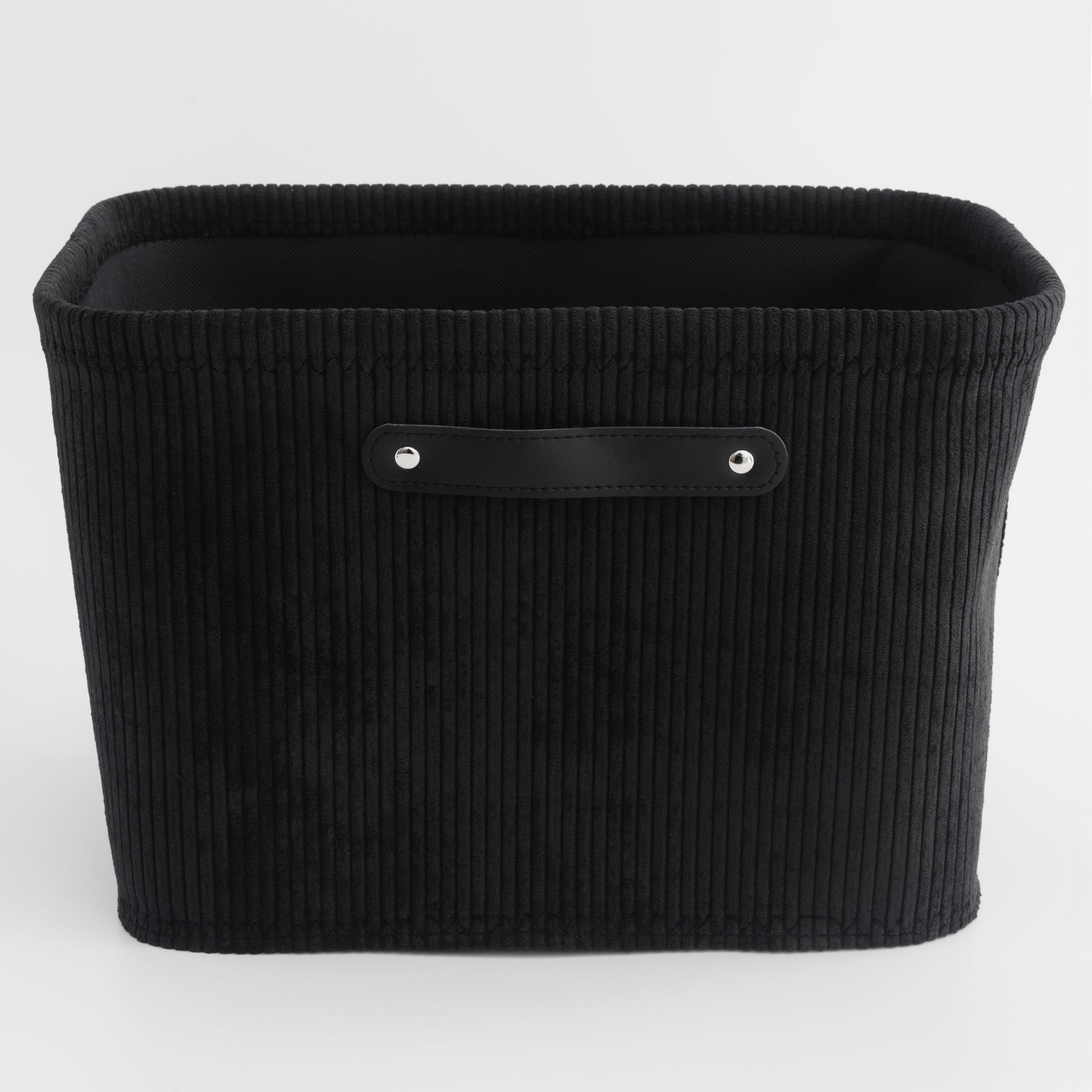 Laundry basket, 38x26x25 cm, with handles, polyester, rectangular, black, Black style, image-0