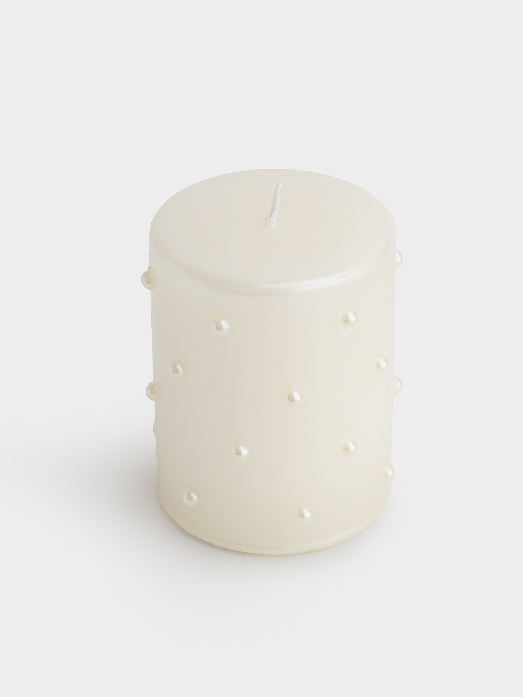 Candle, 8x9 cm, cylindrical, milky, Pearl, Pearl Antarctica, image-1
