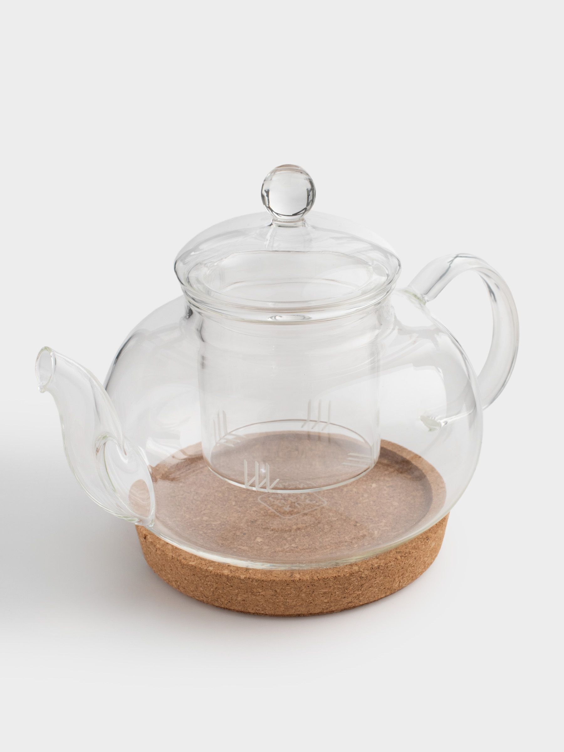Teapot, 800 ml, on a stand, glass B / cork, Clear cork, image-3
