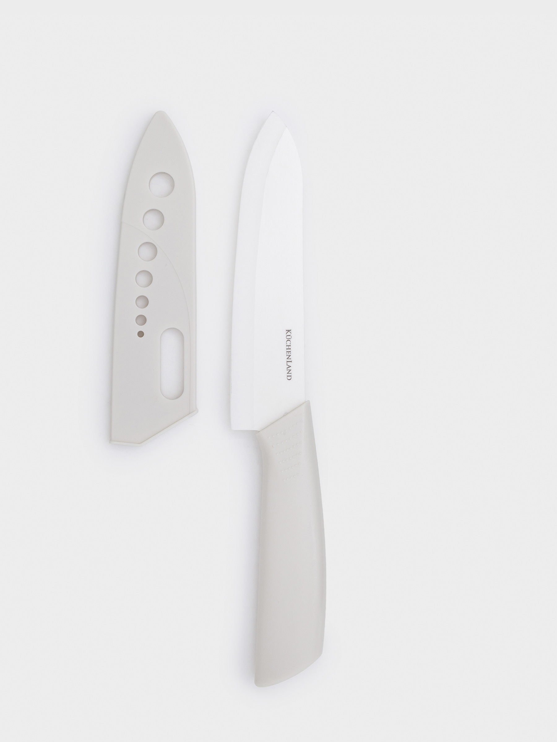 Slicing knife, 15 cm, with case, ceramic / plastic, milk, Regular, image-0