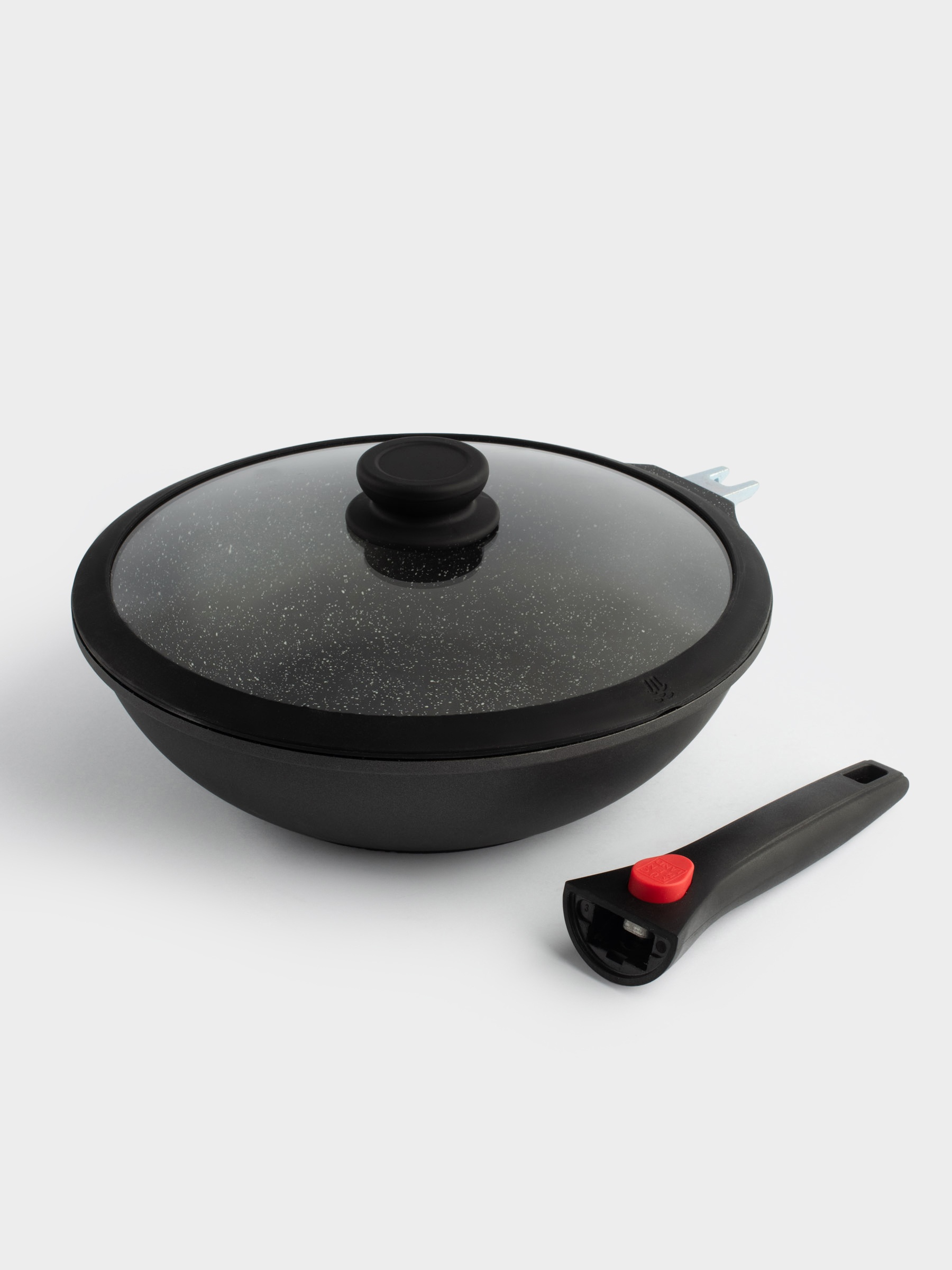 Wok, 28 cm, with lid, removable handle, coated, aluminum, Solution Red 2, image-5