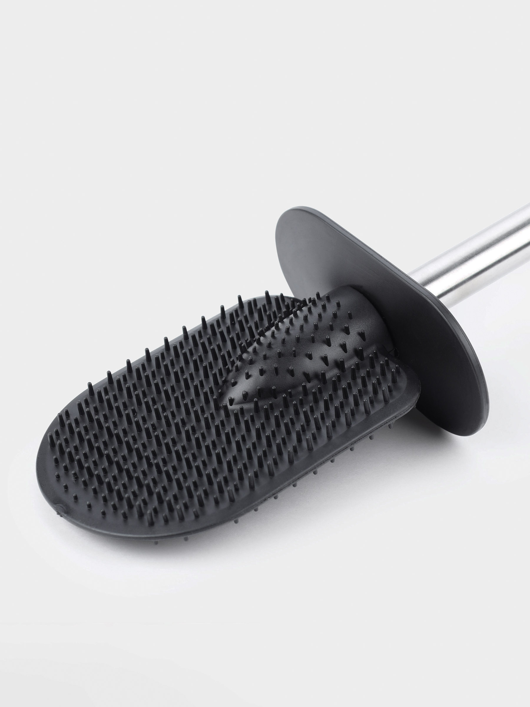 Toilet brush, 41 cm, with stand, rubber / steel, beige-gray, Giza