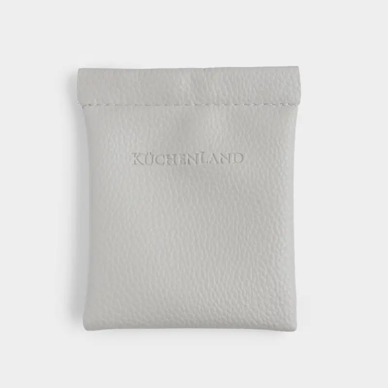 Cosmetic bag, 10x12 cm, with clip, polyurethane, grey, Memo ,image-0