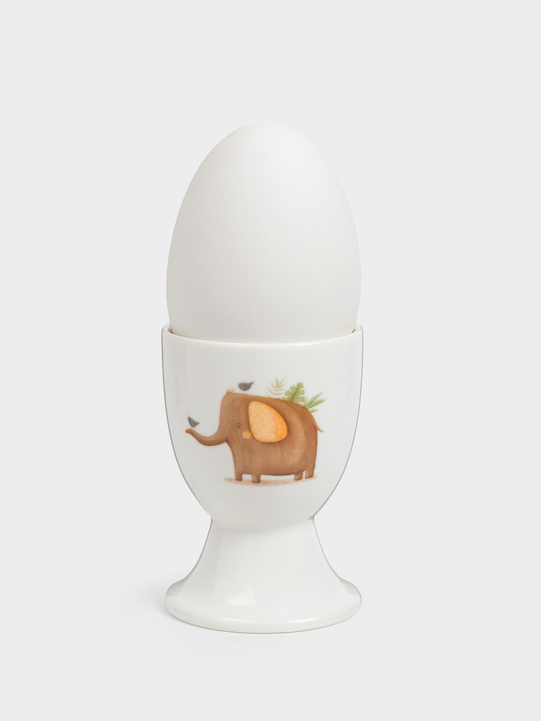 Egg stand for children, 7 cm, porcelain N, white, Elephant and tiger, Jungle, image-3
