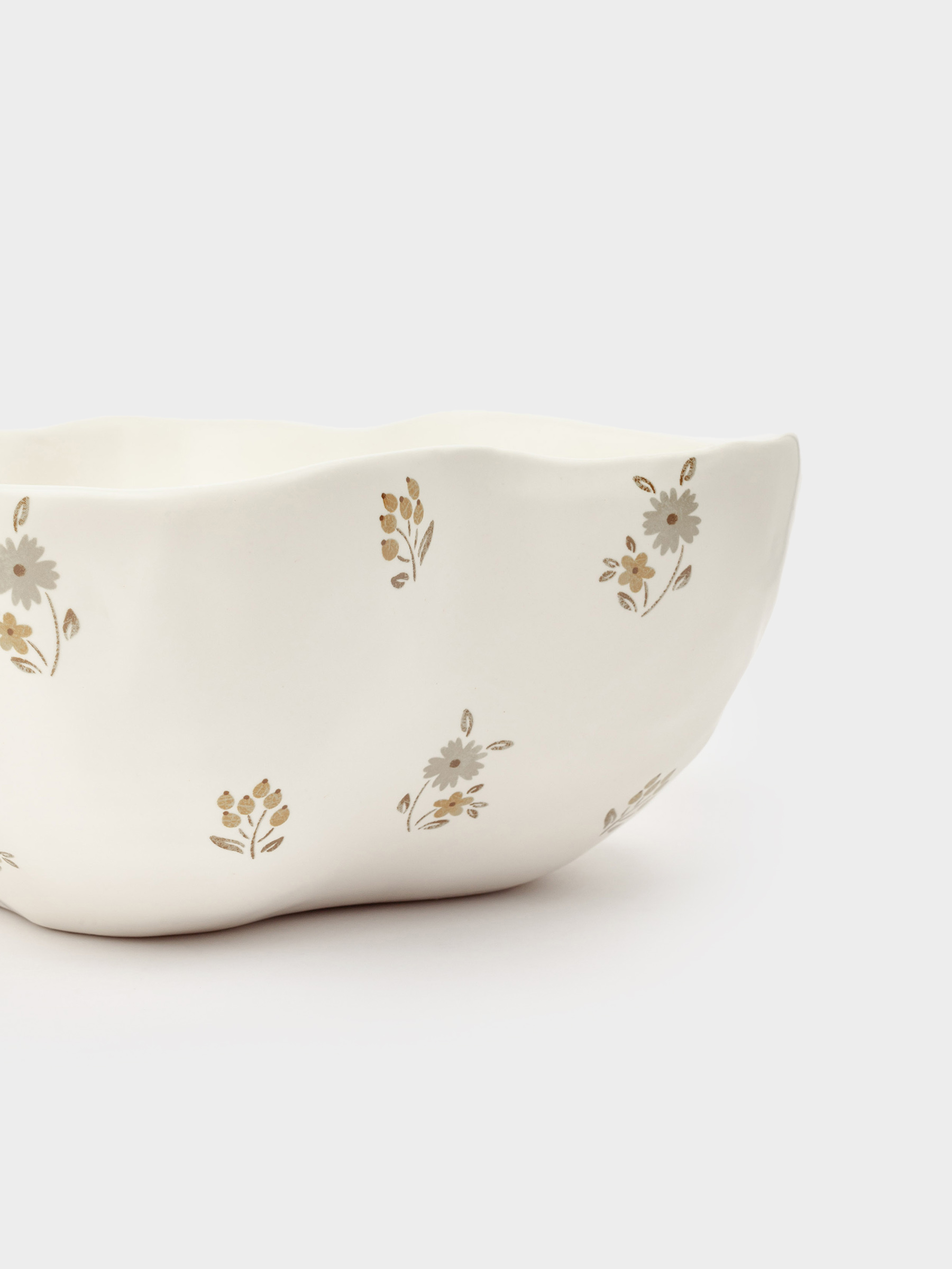 Salad bowl, 21x8 cm, 1.2 l, ceramic, milky, Vintage flowers, La flore, image-6