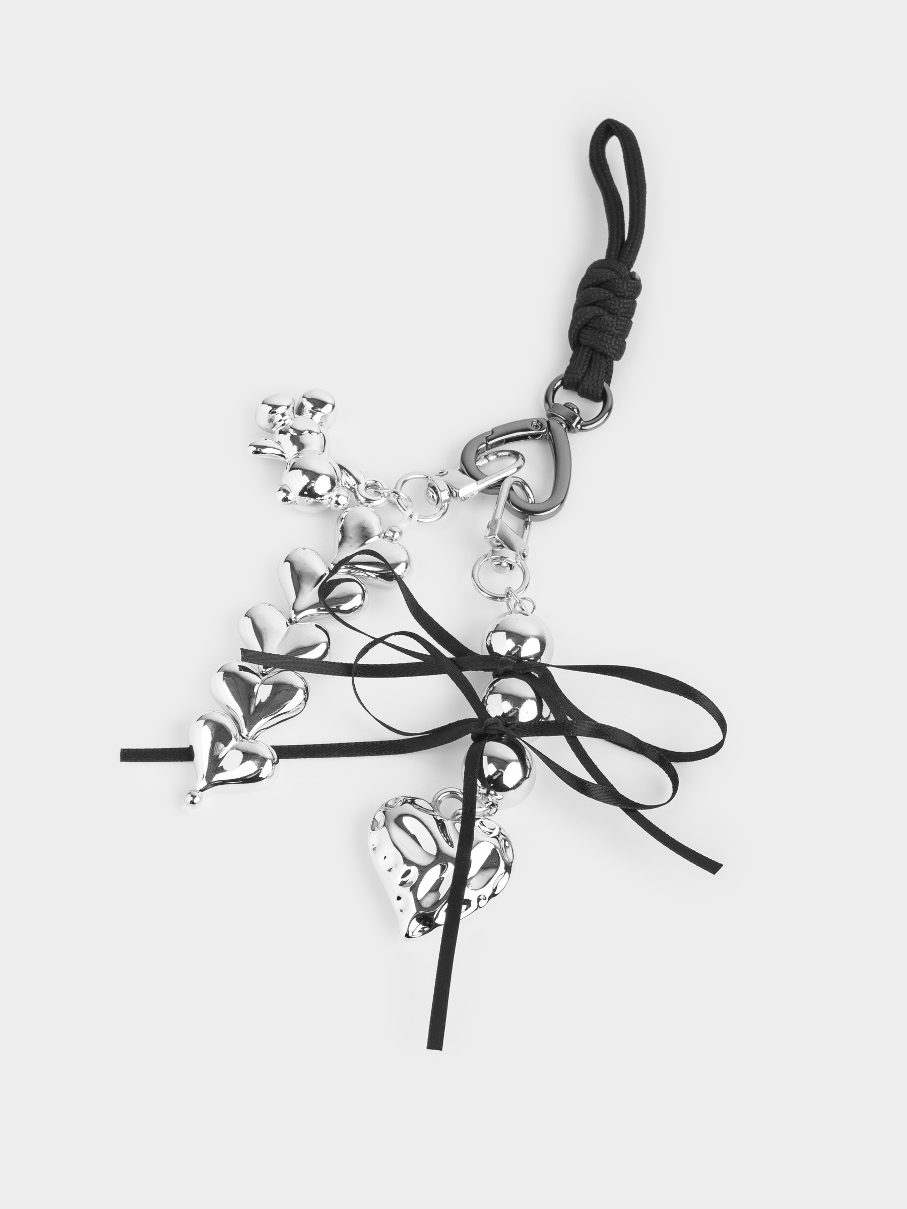 Keychain, 16 cm, polyester / metal, Silver, Heart, Jewelry heart, image-0