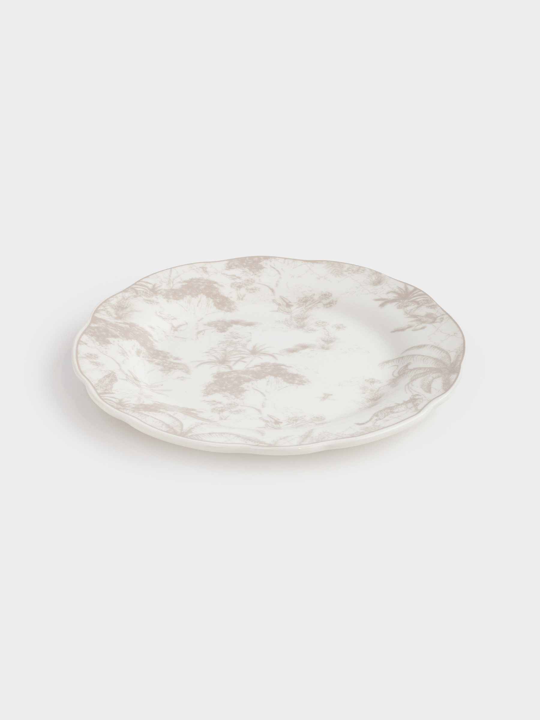 Snack plate, 19 cm, 2 pcs, porcelain P, white and beige, Jungle, Tropical, image-4