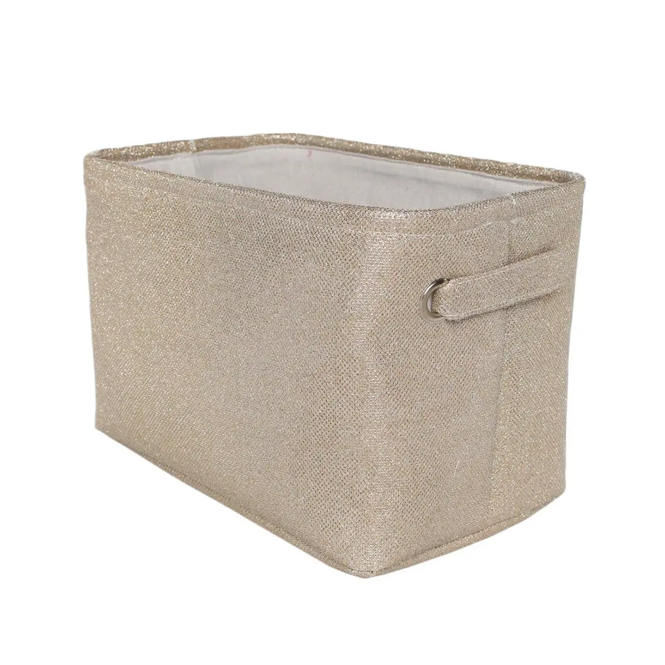 Storage basket, 32x22x22 cm, with handles, Polyester, Rectangular, Golden, Ideally
