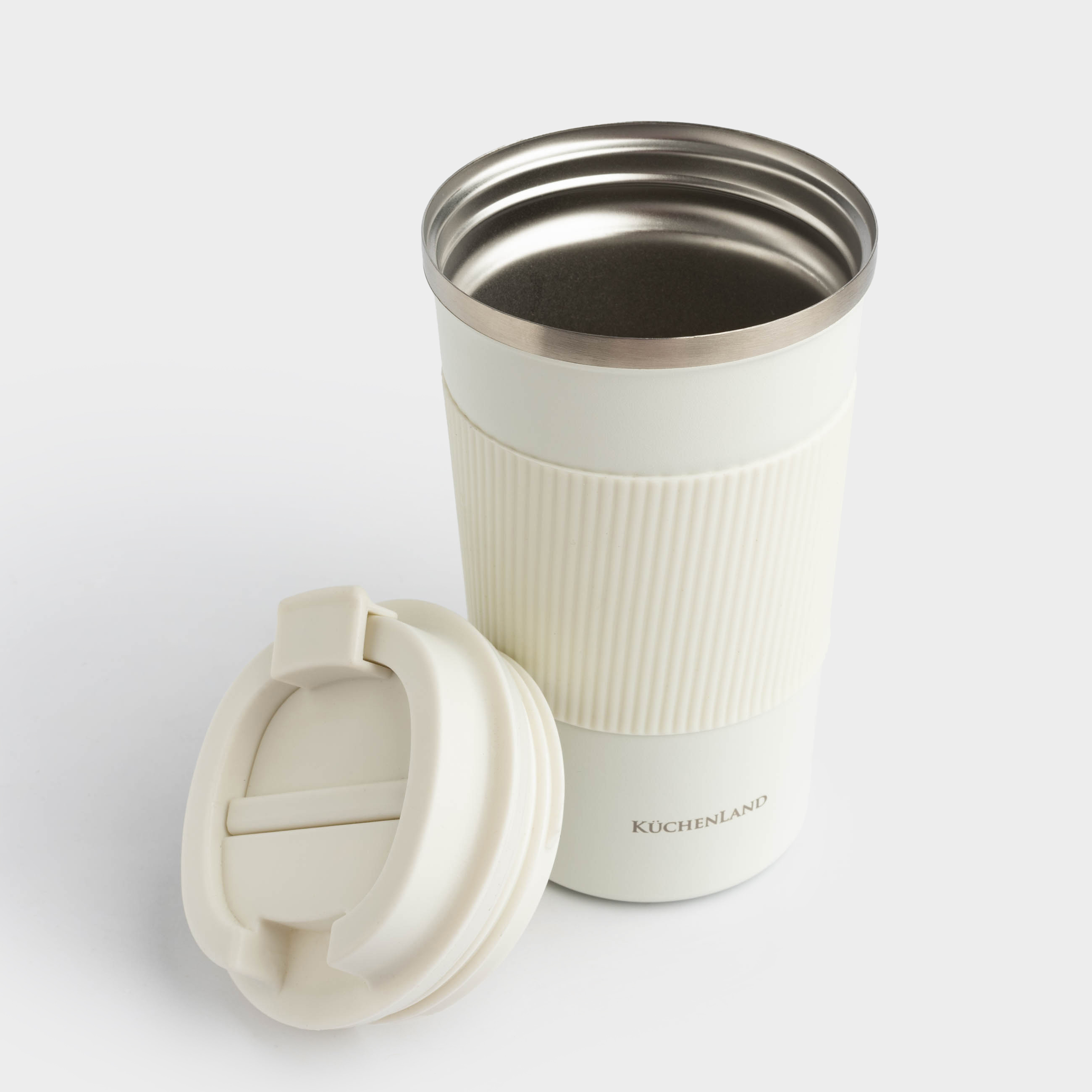 Thermo mug, 500 ml, with zarf, steel / plastic/silicone, beige, Coffee life
