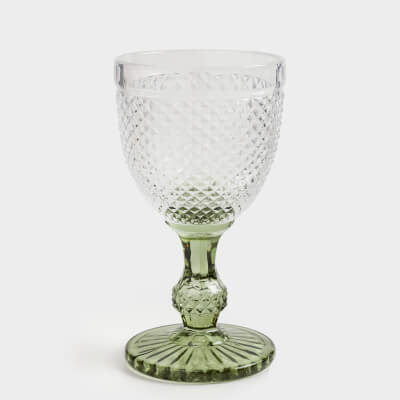 Wine glass, 300 ml, glass R, green leg, Verona color  ,image-0