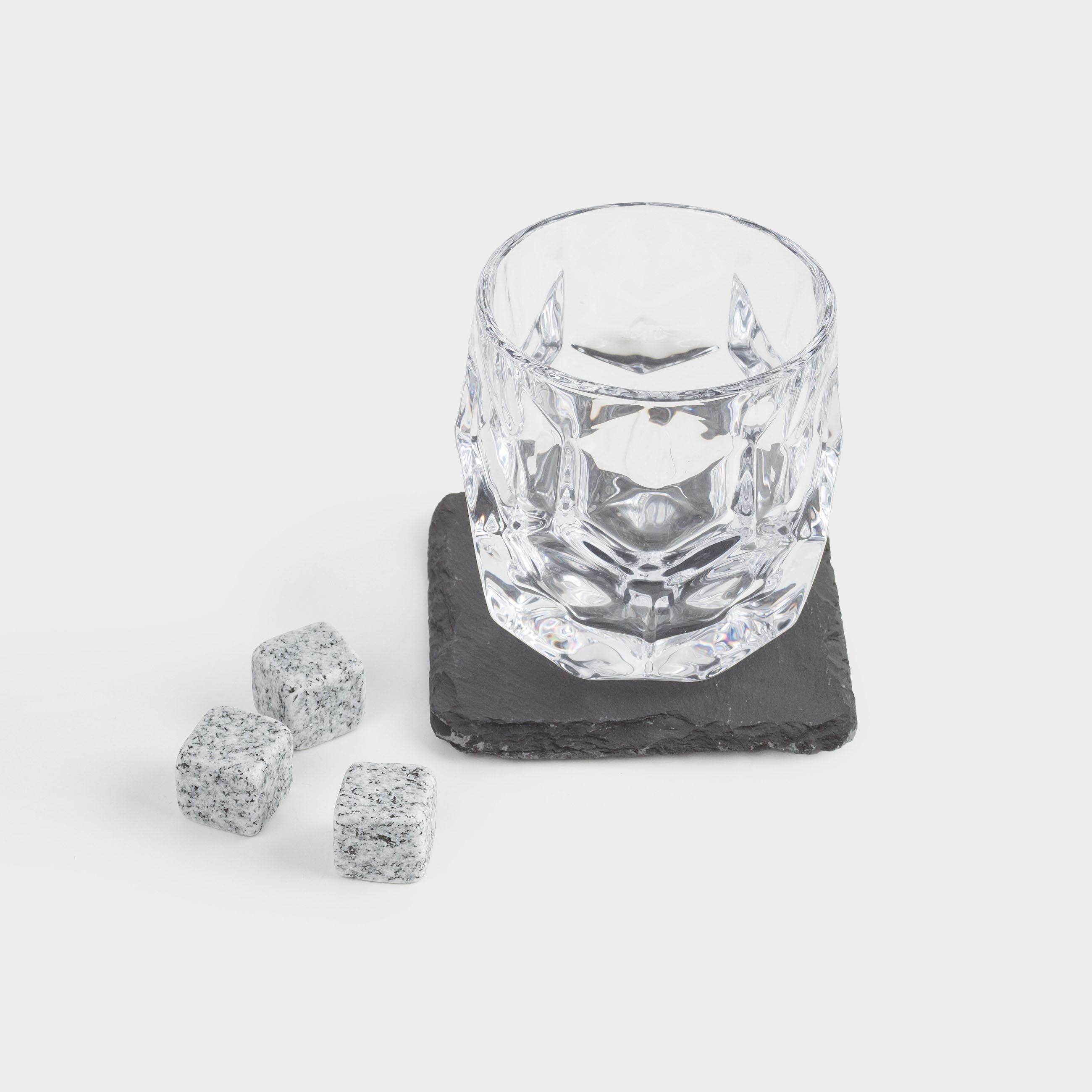 Whiskey set, 1 person, 5 items, in a box, glass / cubes/stand, glass / marble/slate, Bar