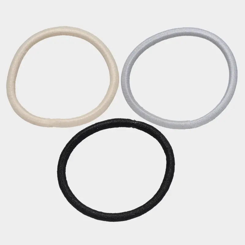 Elastic band for hair, 5 cm, 24 pcs, polyester, black/gray / beige, Basic