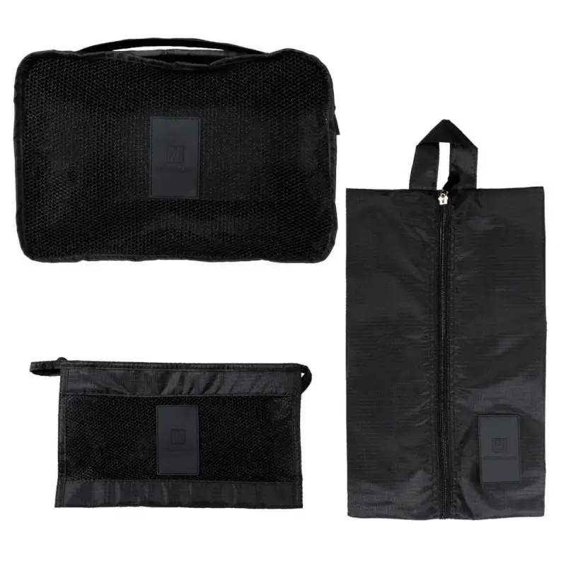 Travel Organizer Set, 3 pcs, Polyester, Black, Easy Travel