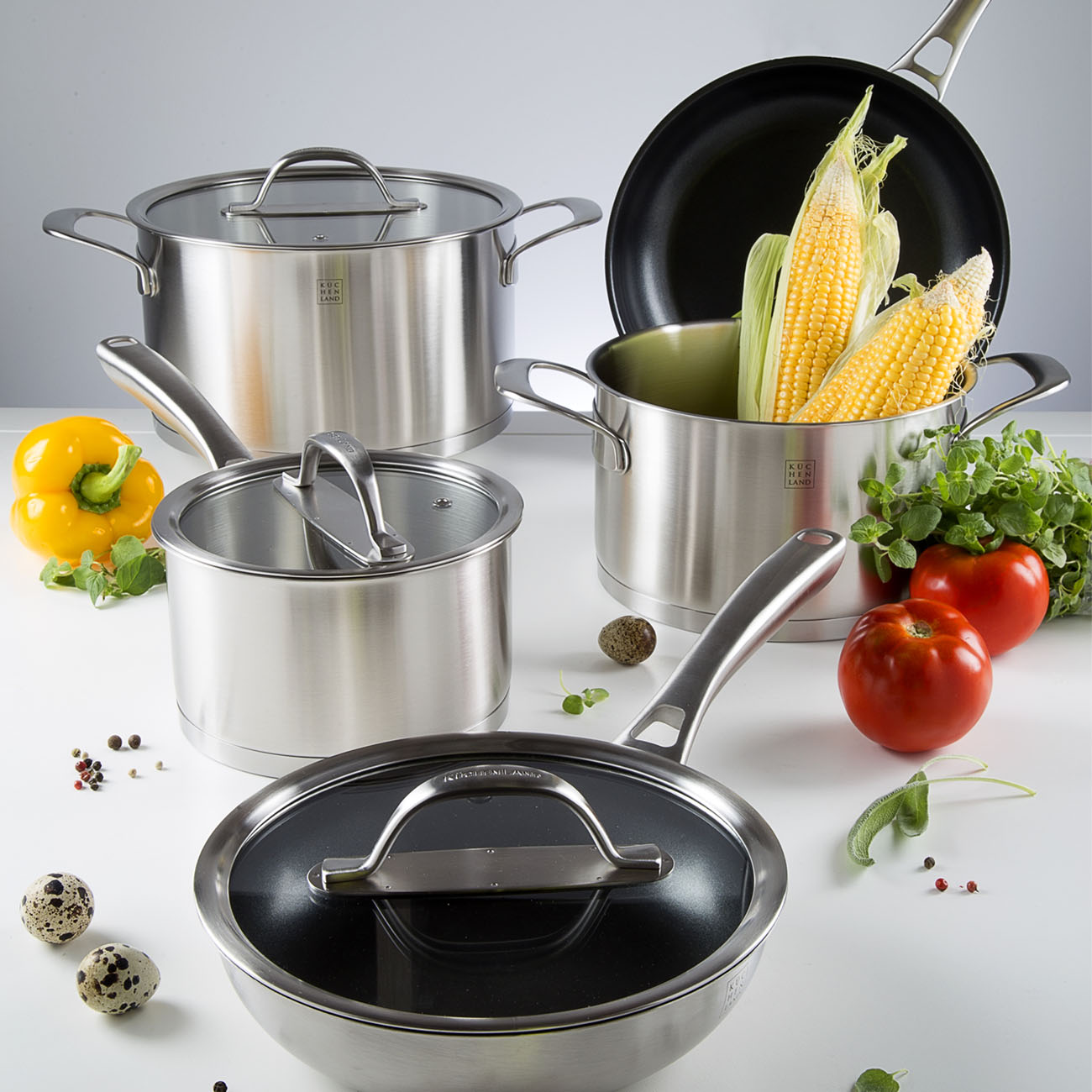 Pot, 24 cm, 6 l, with lid, Silver Stone