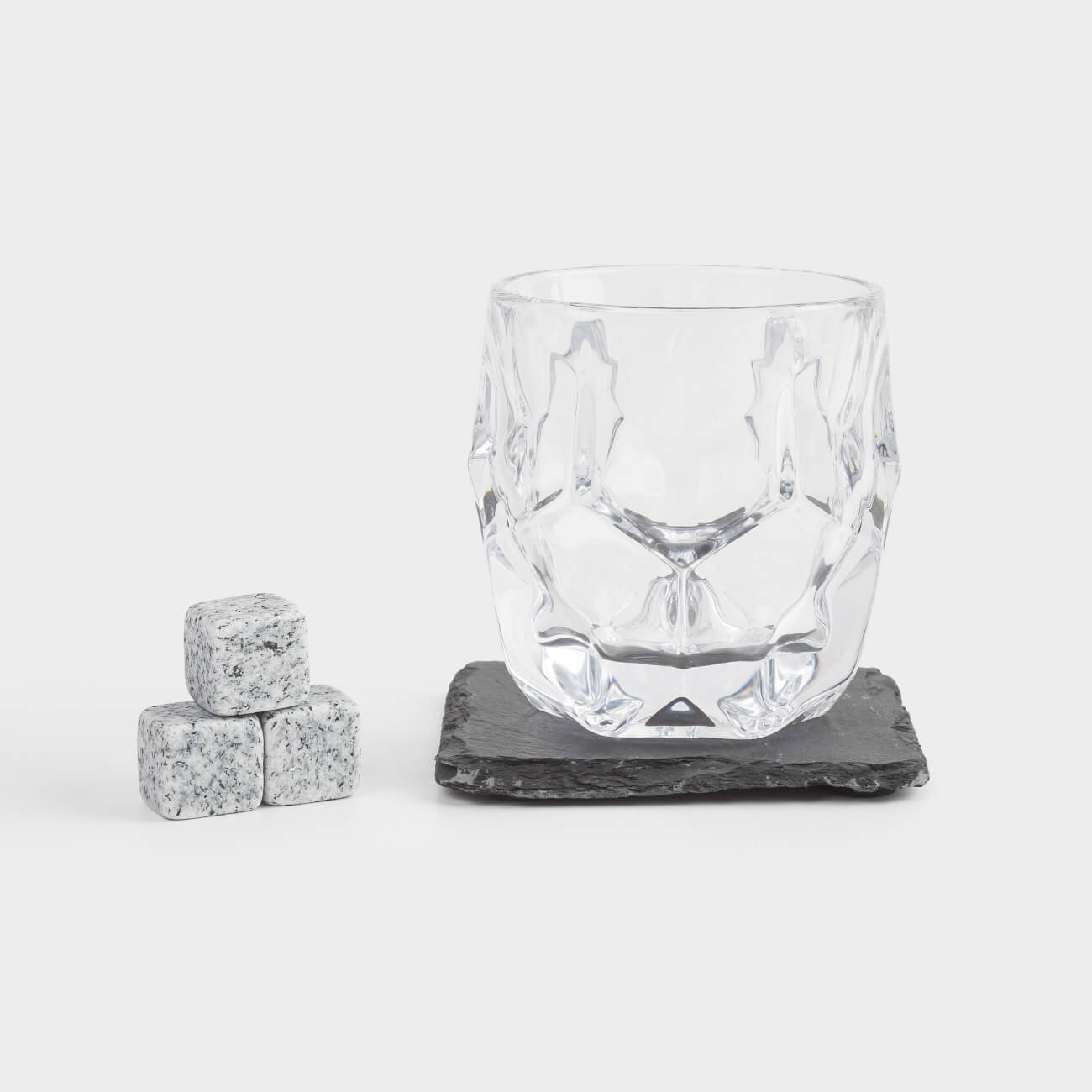 Whiskey set, 1 person, 5 items, in a box, glass / cubes/stand, glass / marble/slate, Bar