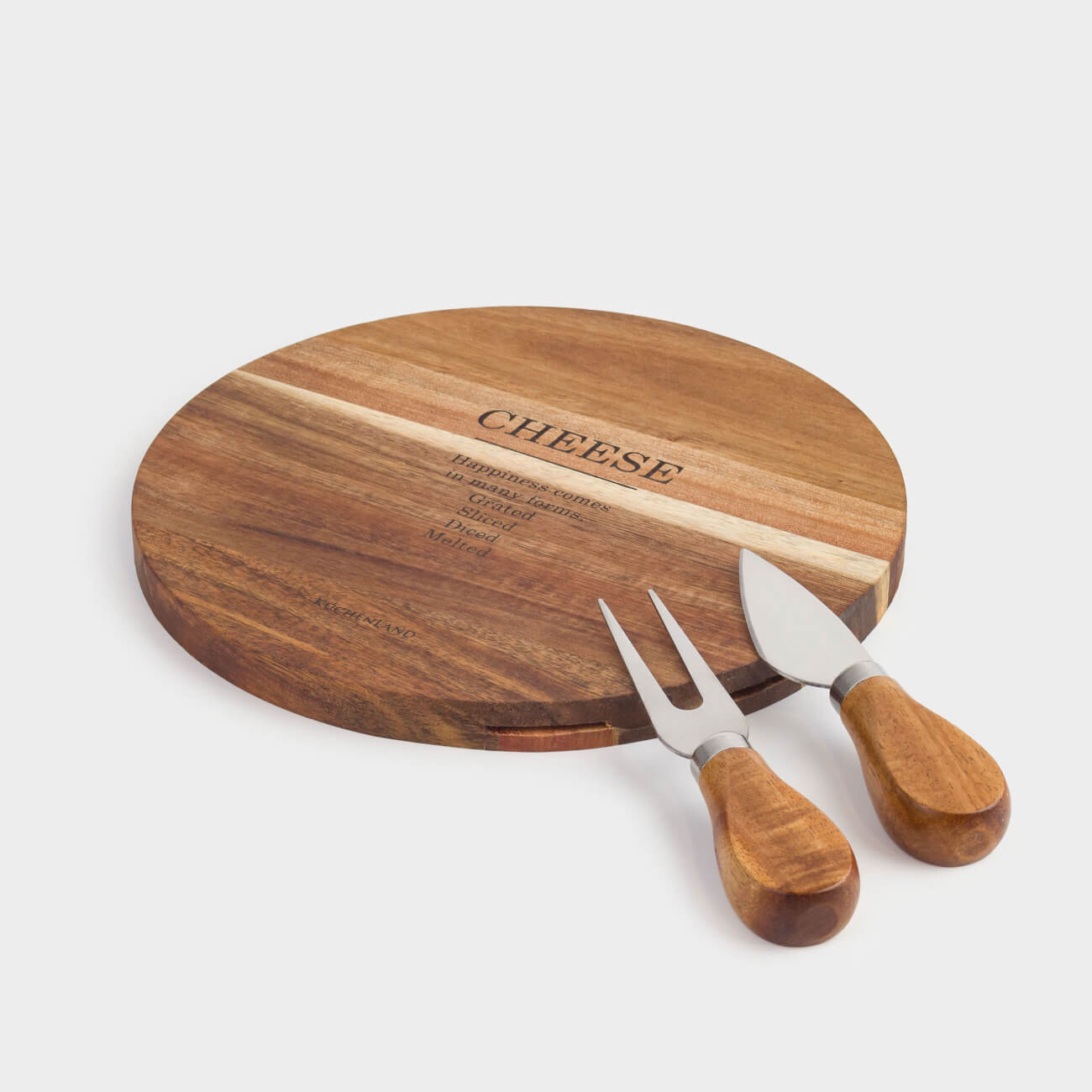 Cheese set, 3 items, platter board, wood / steel, Noble tree