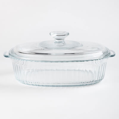 Baking dish, 27x19 cm, 1.8 L, with lid, glass T, Oval, Cook ribbed