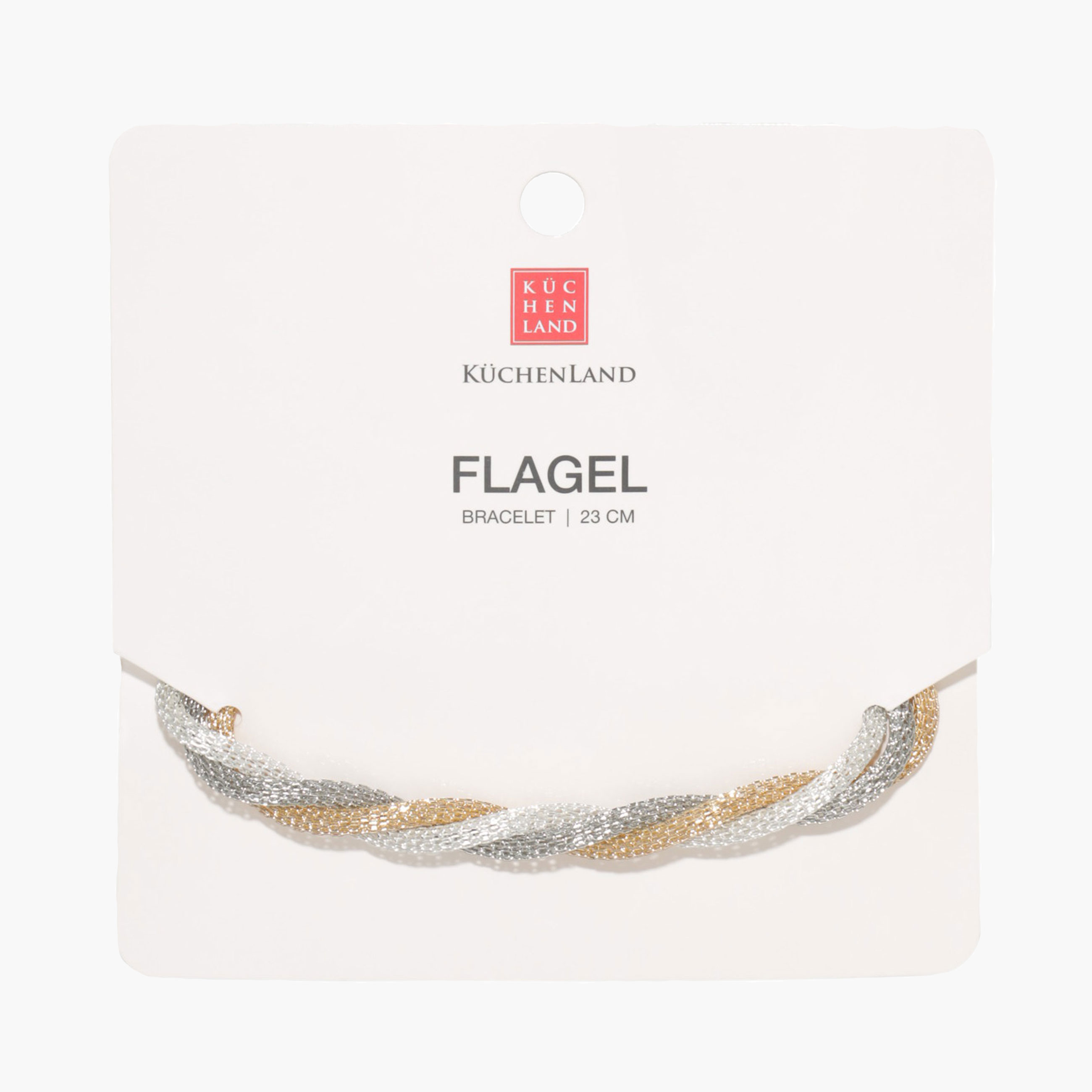 Bracelet, 24 cm, triple, metal, gold-silver, Harness, Flagel, image-1