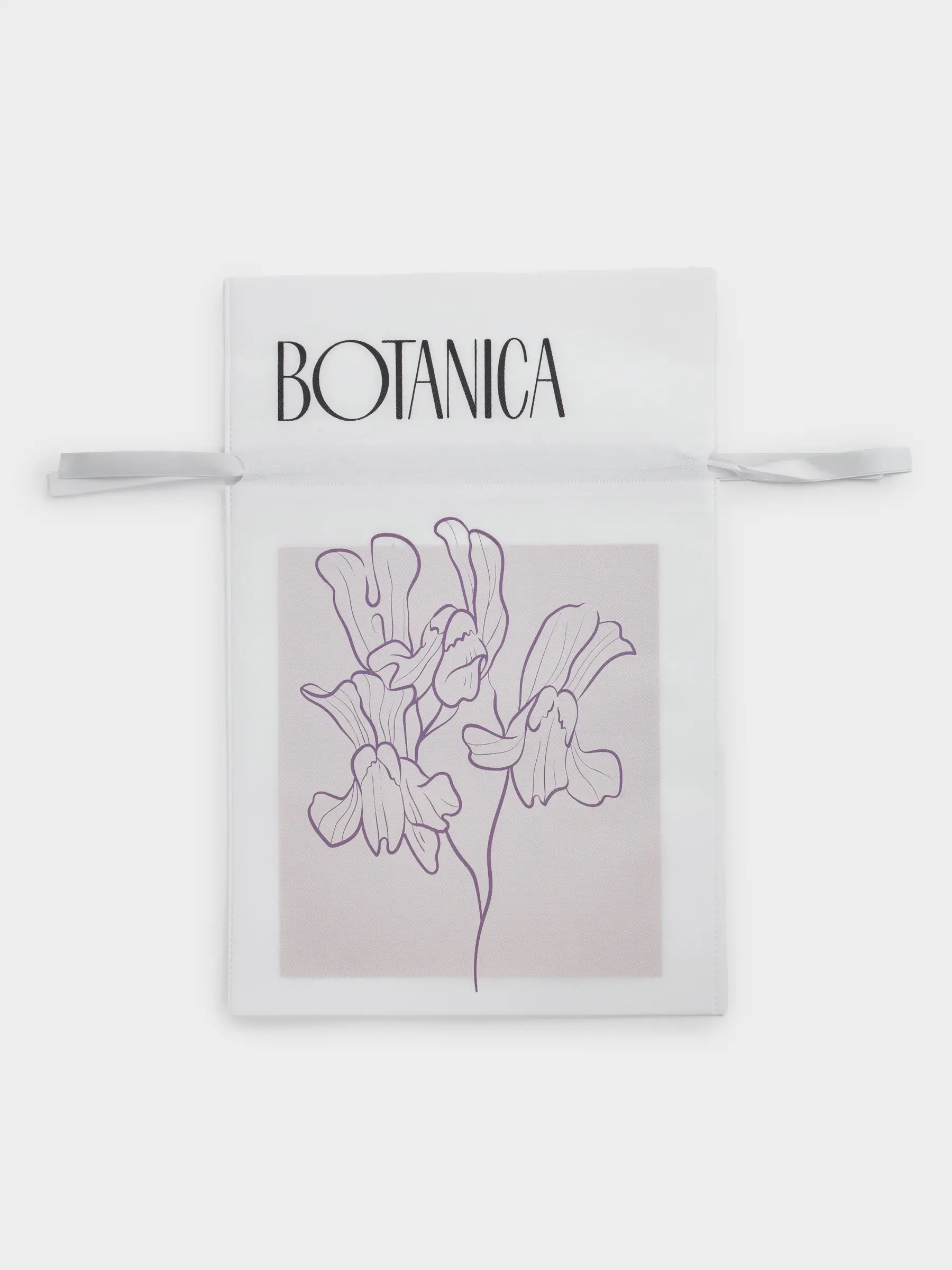 Gift bag, 40x56 cm, with ties, polypropylene, white, Flower, Botanica, image-0