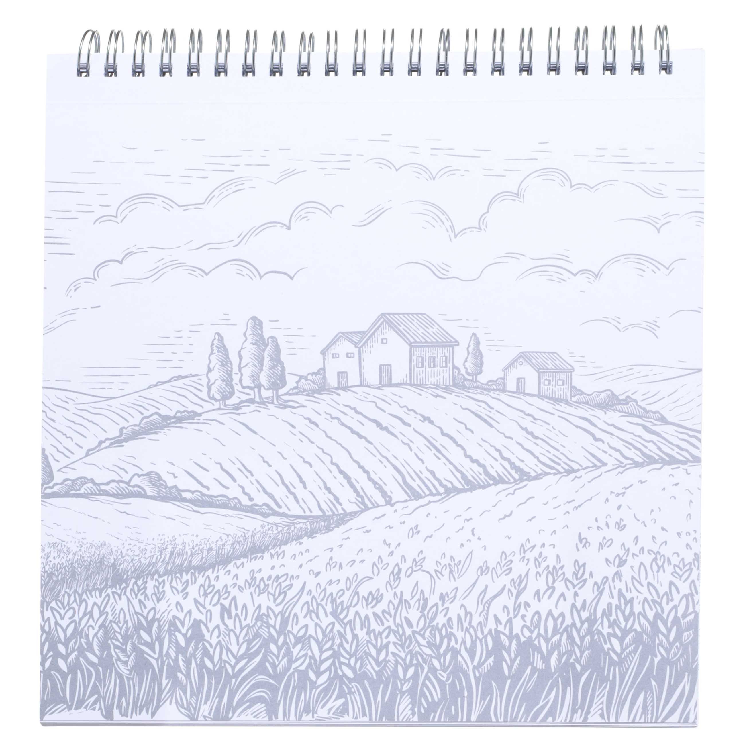Coloring book, 21x21 cm, 24 sheets, on rings, Nature, Draw, image-3