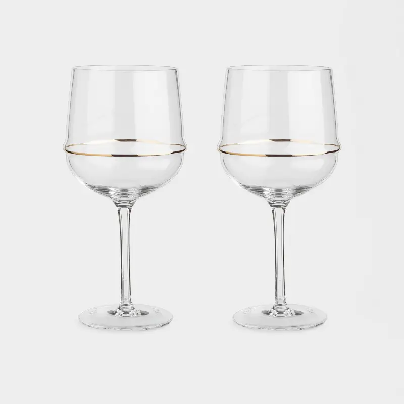 Drinking glass, 510 ml, 2 pcs, Crystal glass, Golden ring, Rivello