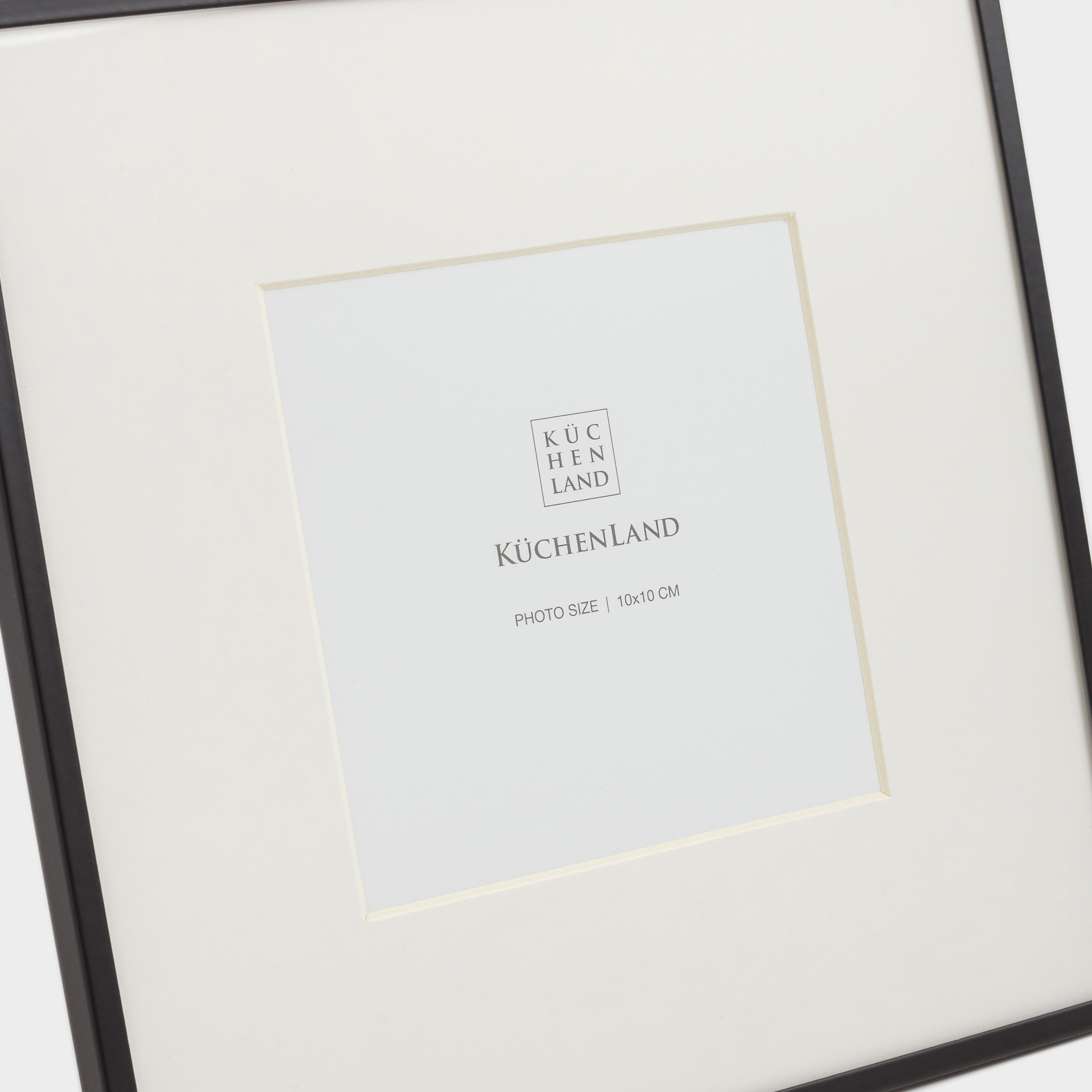 Photo frame, 18x18 cm, with passepartout, metal / glass, Black, Frames