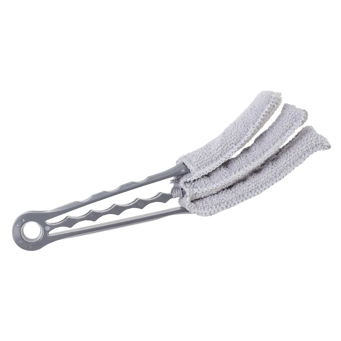 Brush for blinds and radiator batteries, 21 cm, 3 otd, microfiber / plastic, grey, Clean, image-0