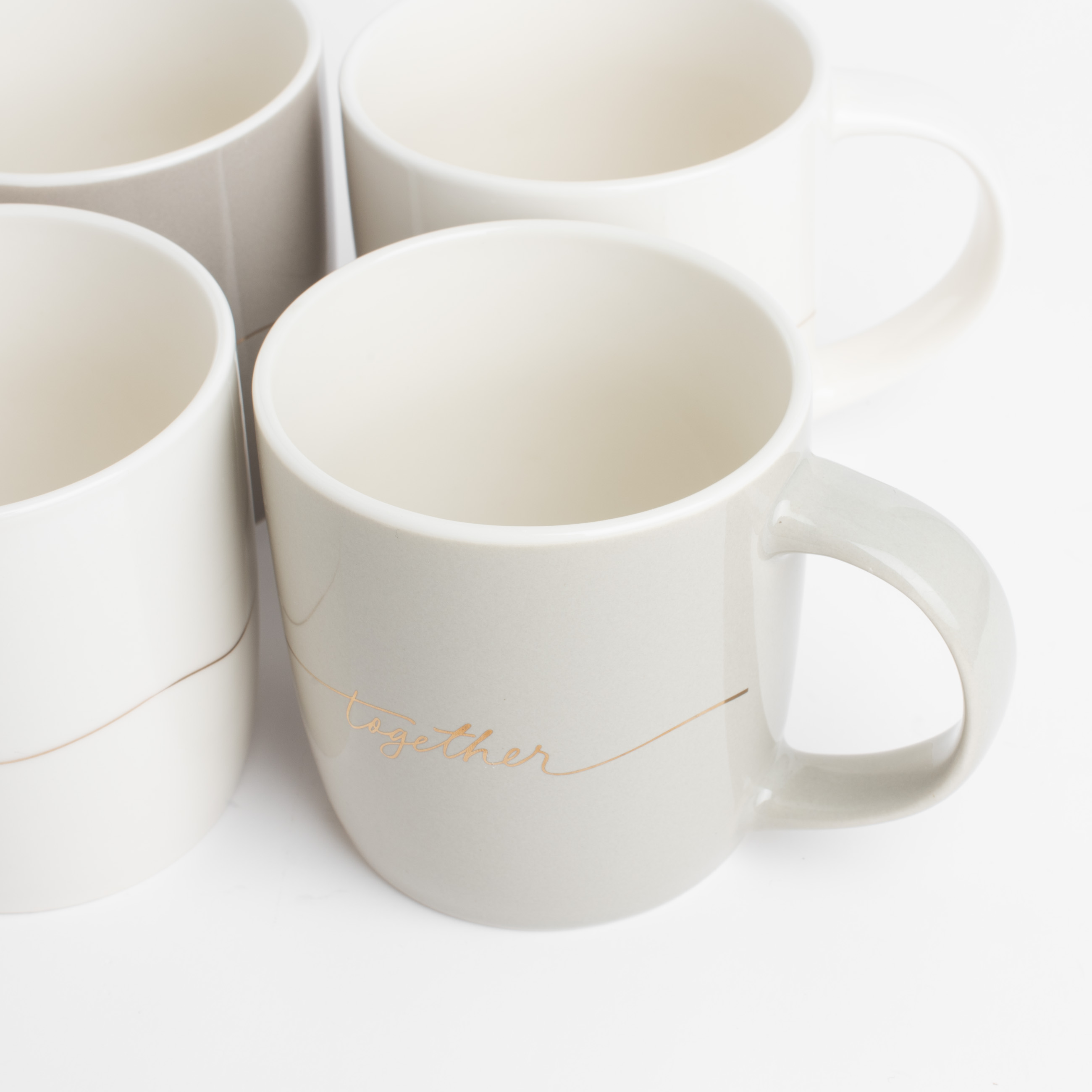 Mug, 330 ml, 4 pcs, porcelain N, beige/gray, Mix, Scroll