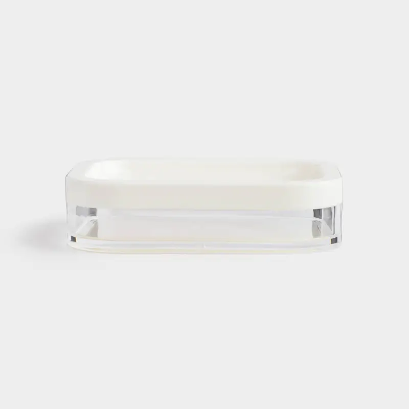 Soap dish, 12x9 cm, plastic / acrylic, rectangular, milky, Eleos ,image-0