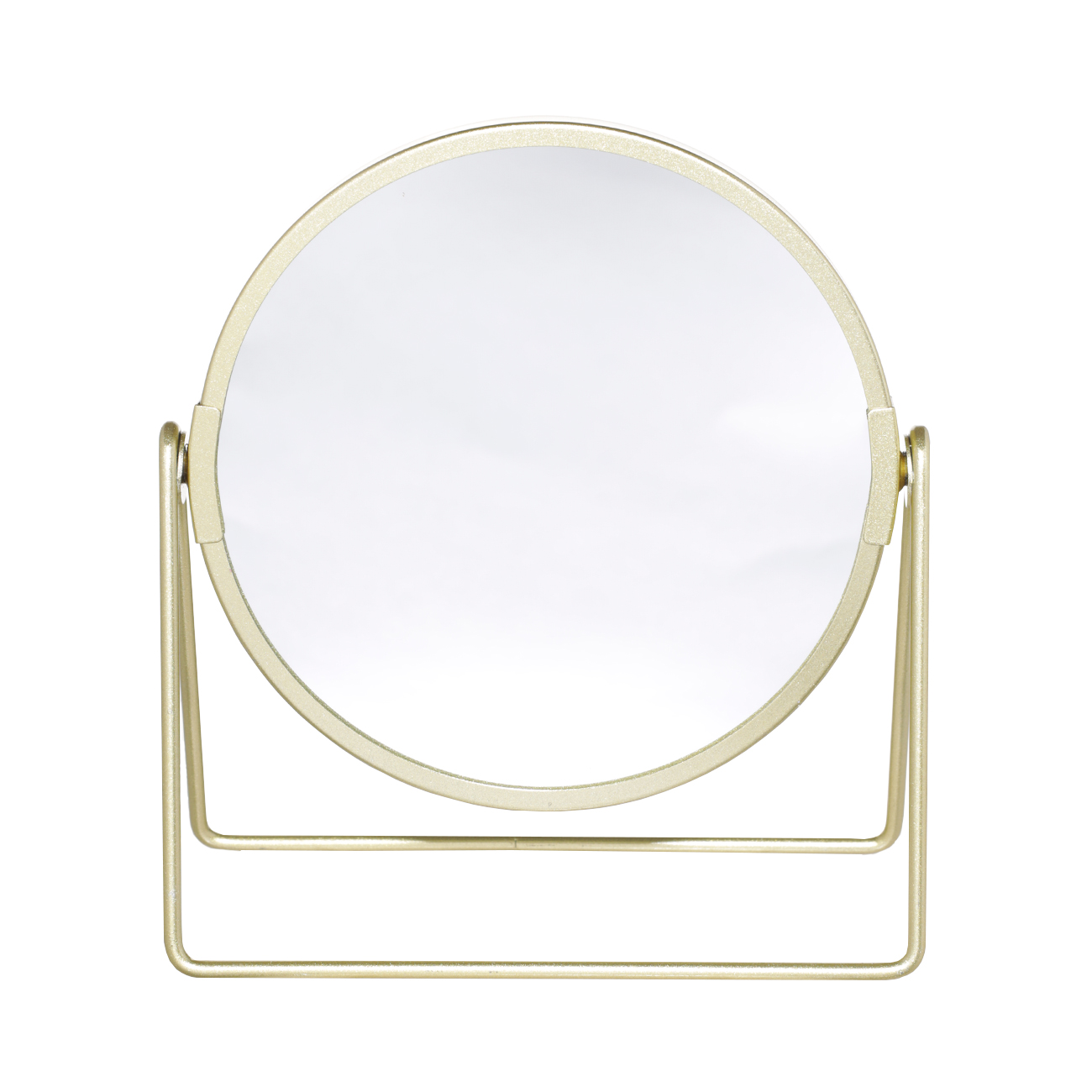 Table mirror, 18 cm, double-sided, metal, round, golden, Freya