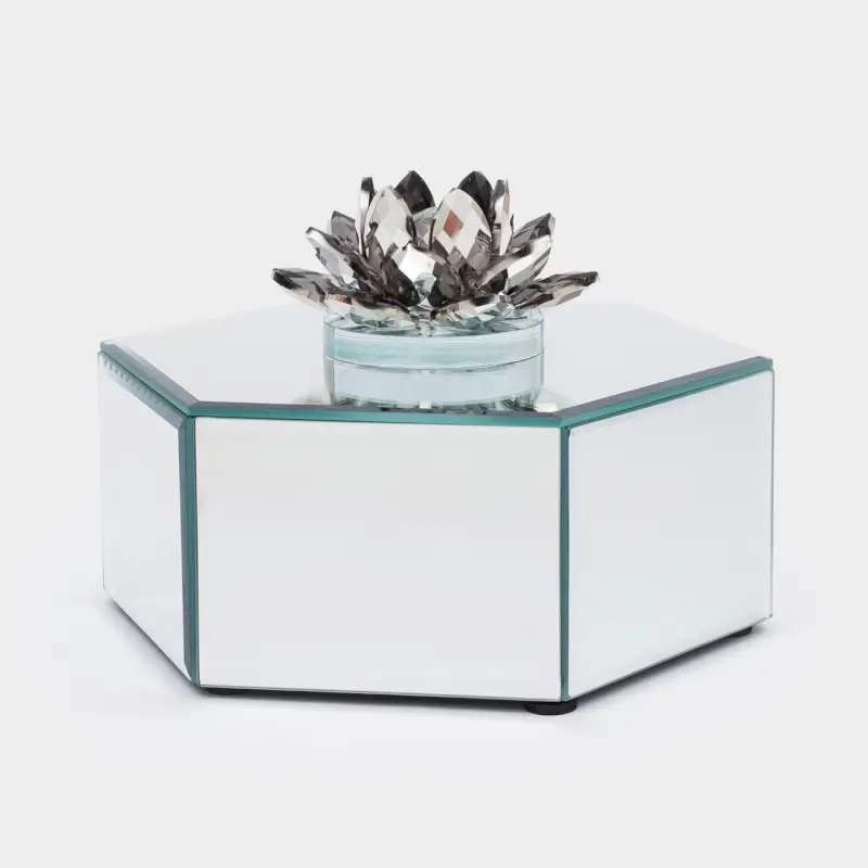 Jewelry box, 19x21 cm, glass, mirror, Lotus, Glossy