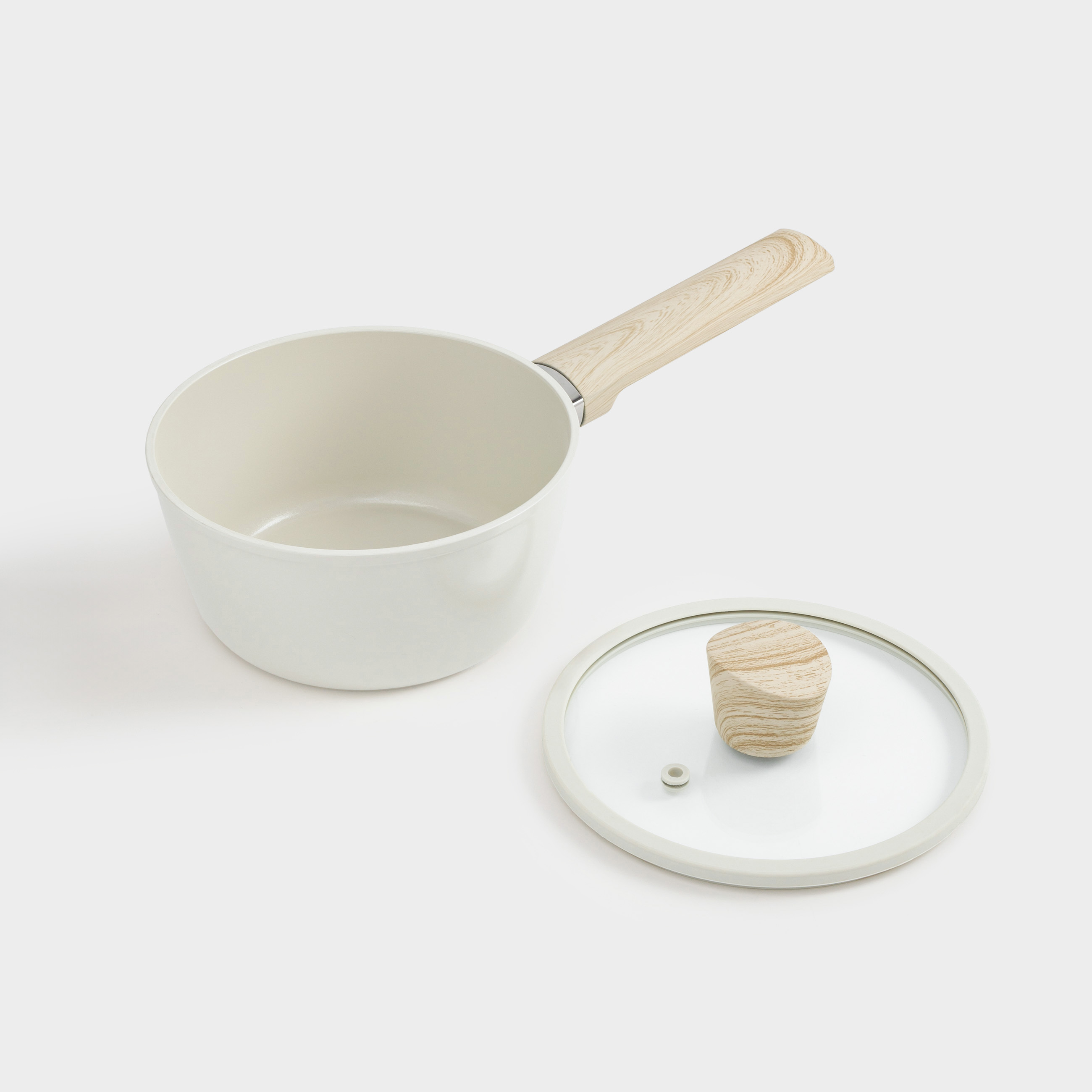 Saucepan, 16 cm, 1.3 l, with lid, coated, aluminum, milky, Sentimentality