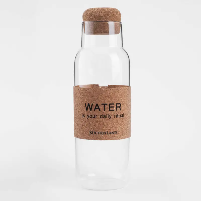 Beverage bottle, 1.25 l, with zarf, Used glass stopper, Clear font, image-0