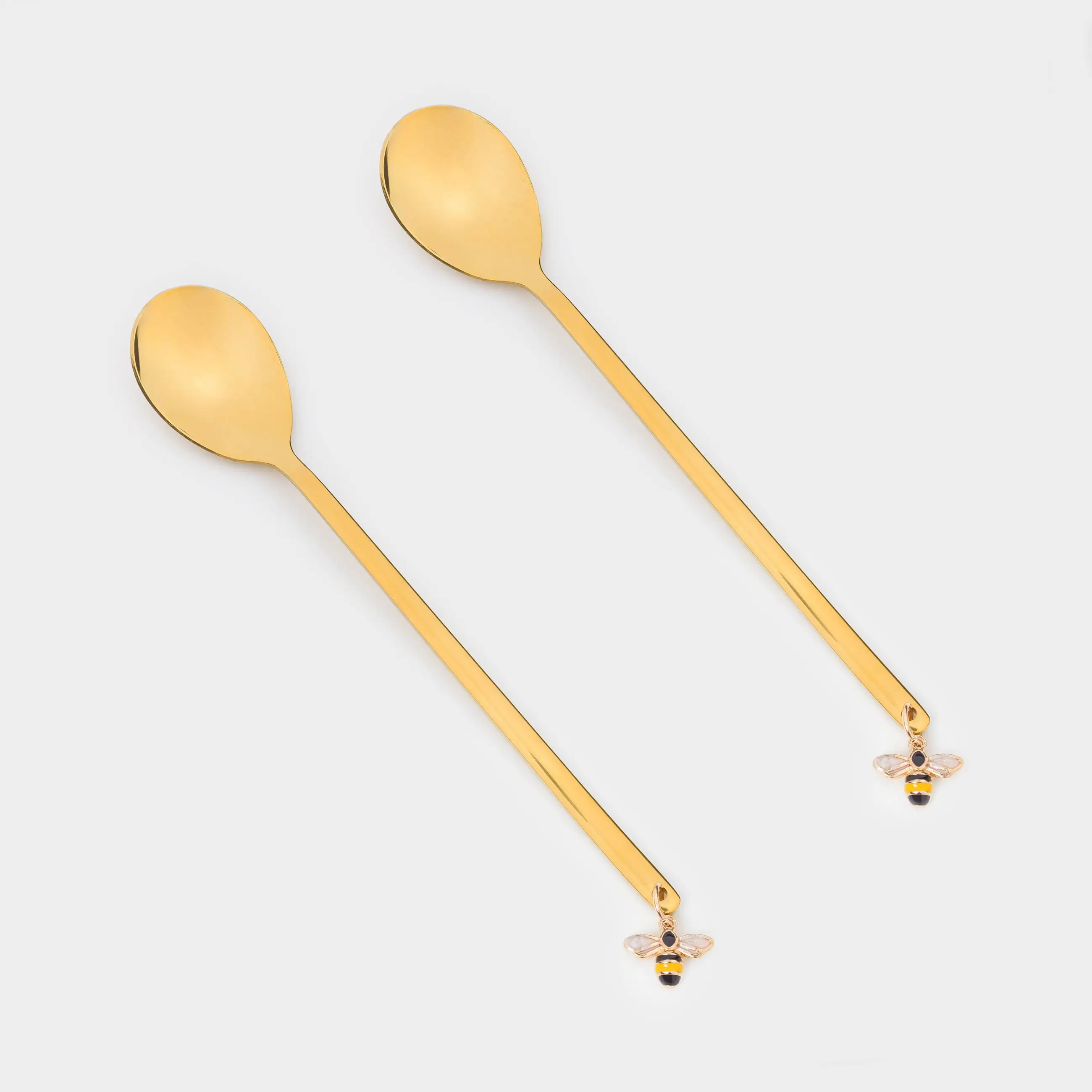 Dessert spoon, 14 cm, 2 pcs, steel, golden, Bee, Honey