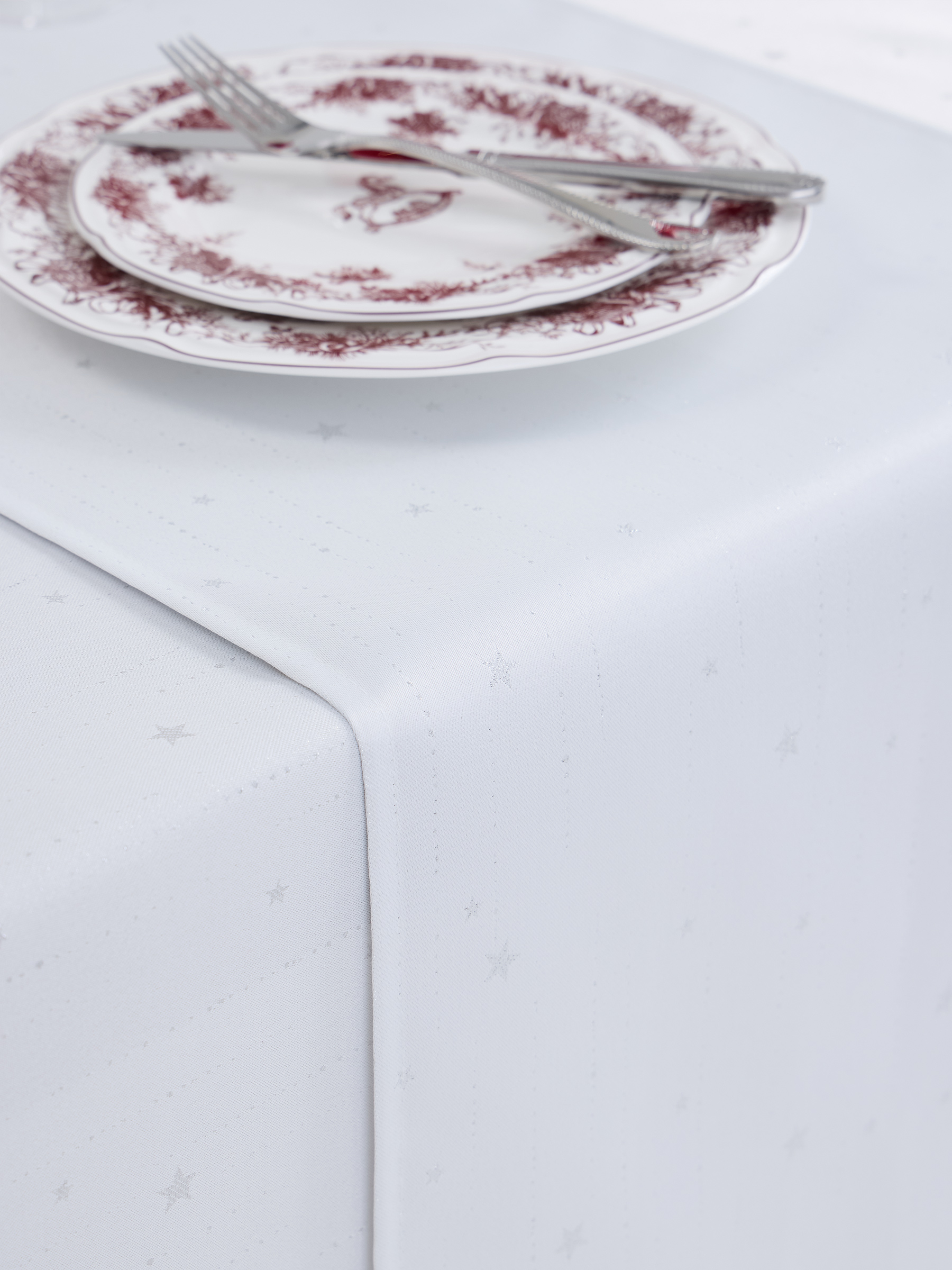Table runner, 40x160 cm, jacquard, polyester, light grey, Silver stars, Starlight, image-4