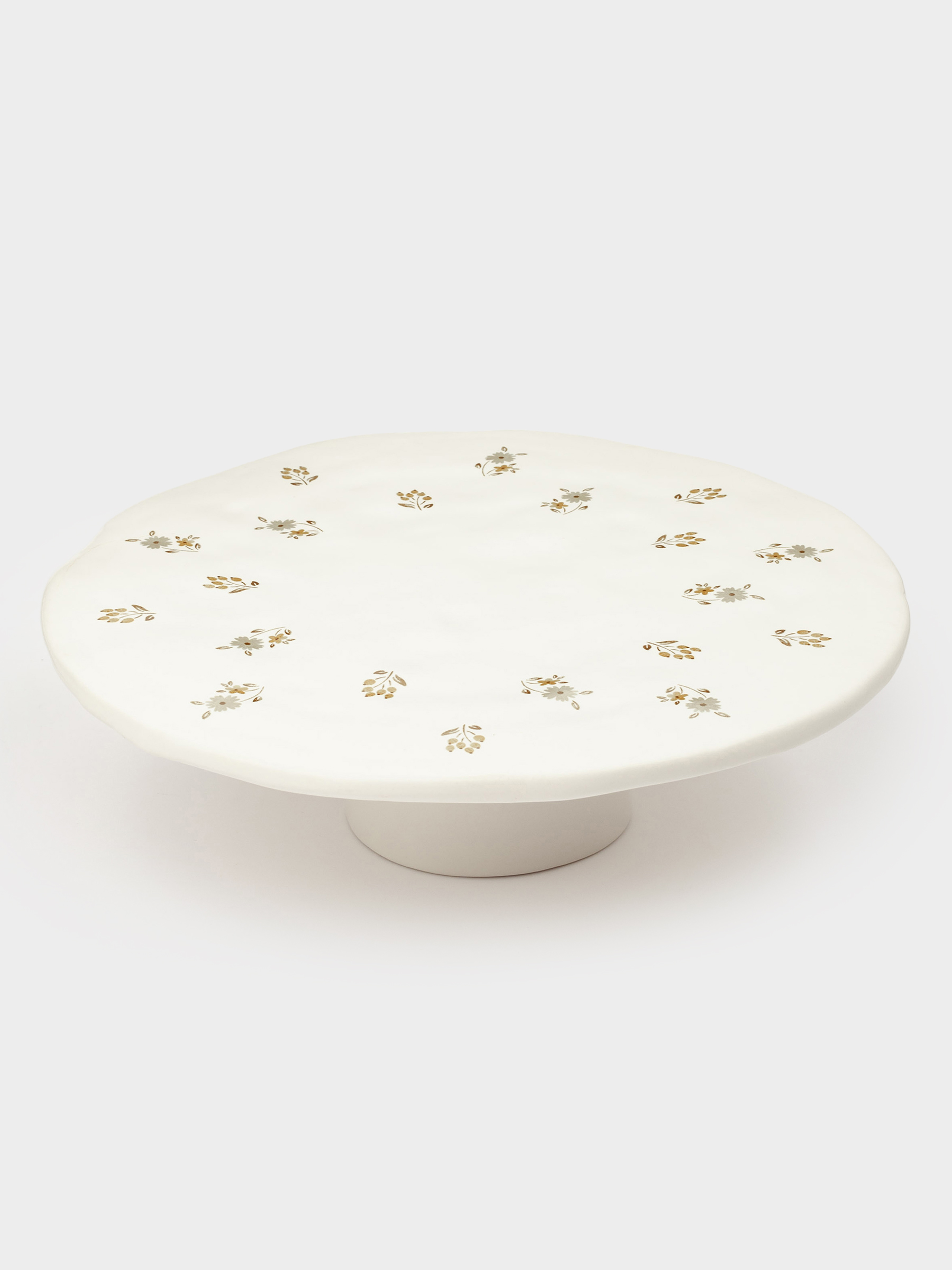 Dish on a leg, 23x7 cm, ceramic, milk, Vintage flowers, La flore, image-2