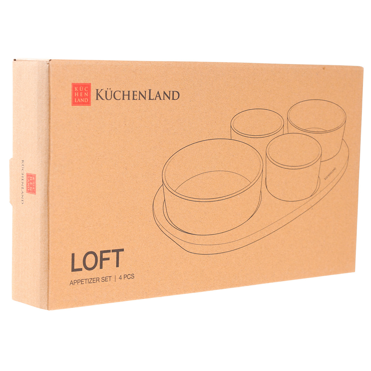 Snack set, 4 pcs, on a stand, ceramic / wood, black, Round bowls, Loft, image-2