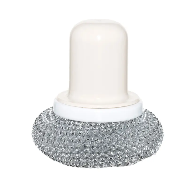 Cleaning sponge, 8 cm, with oval holder, plastic, silver-beige, Clean ,image-0