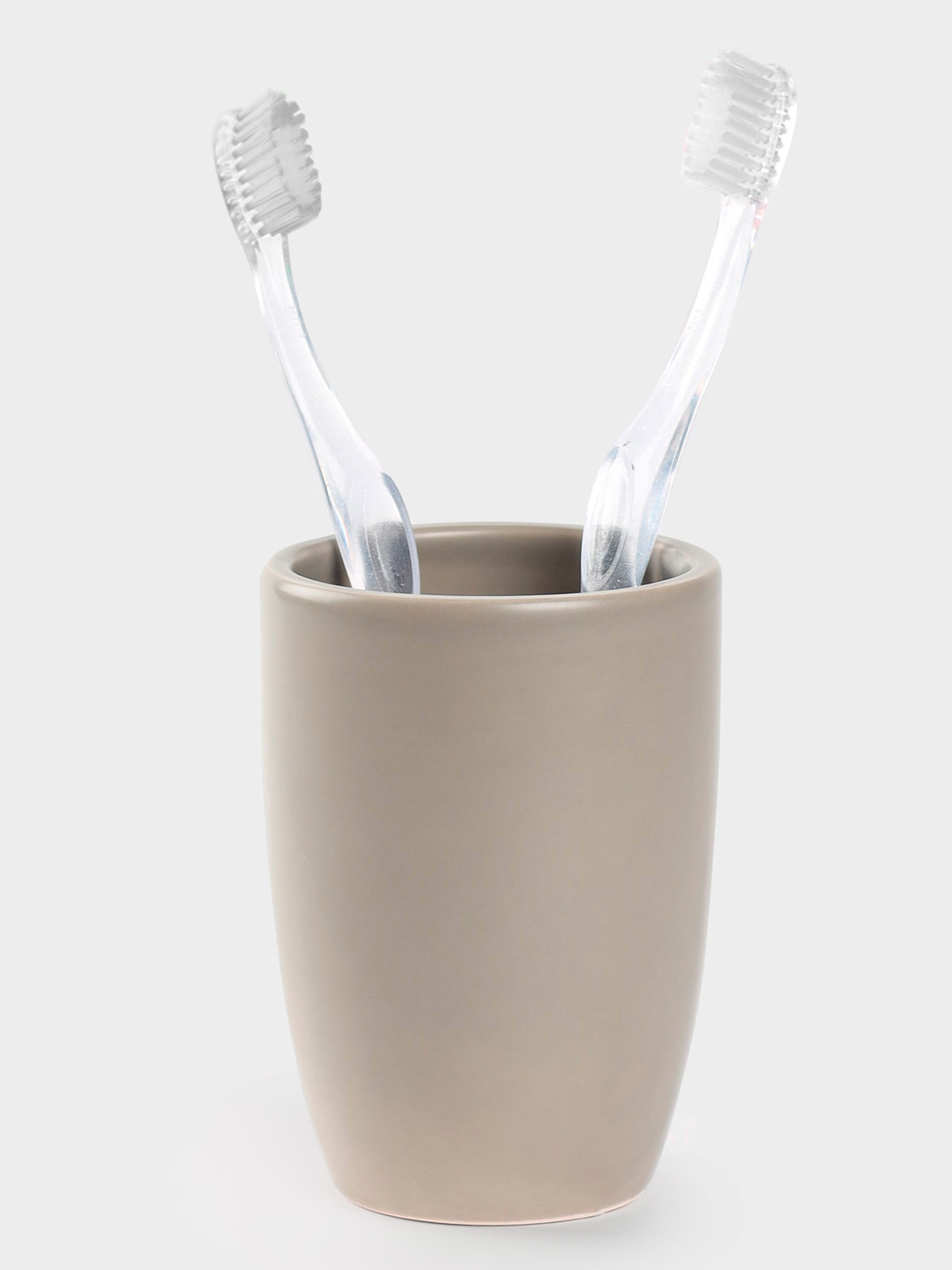 Bathroom glass, 10 cm, ceramic, beige-gray, Giza