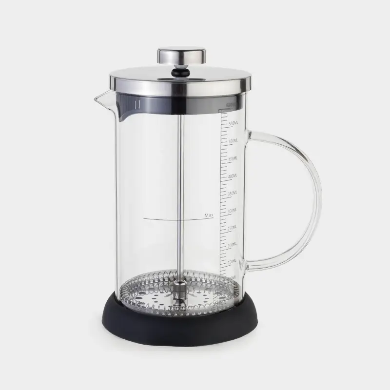 French press, 600 ml, with measuring scale, glass B / steel / plastic, silicone, Comfort ,image-0