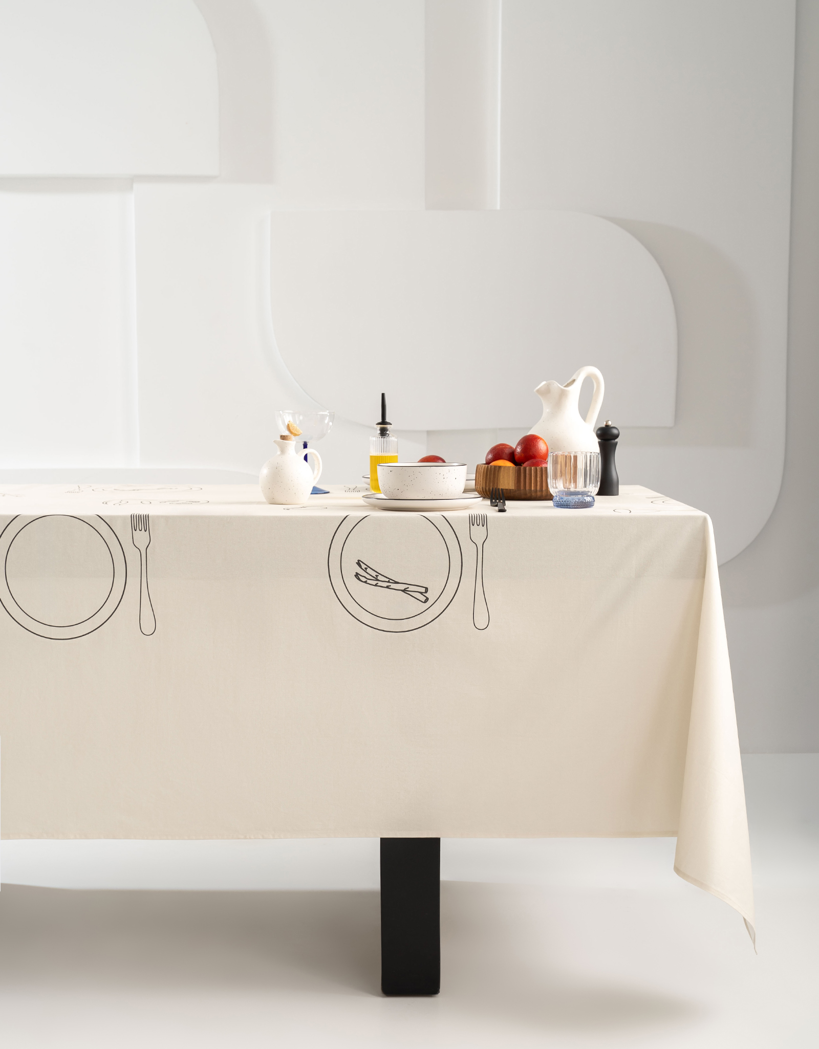 Tablecloth, 170x250 cm, cotton, beige, Table setting, Kitchen art, image-1