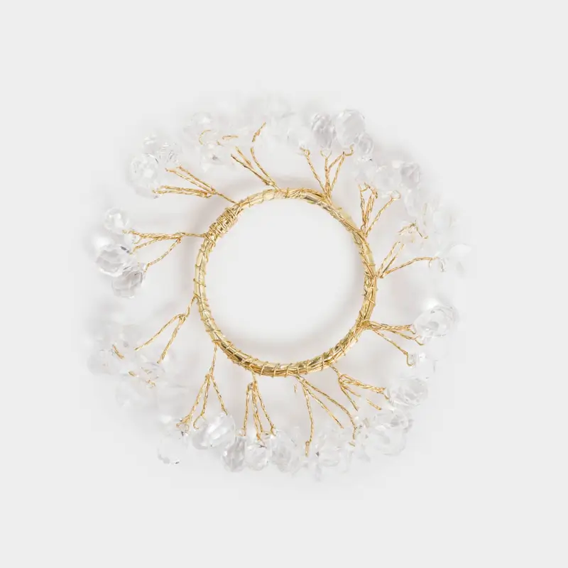 Napkin ring, 5 cm, plastic / acrylic, gold, Crystals, Crystal decor