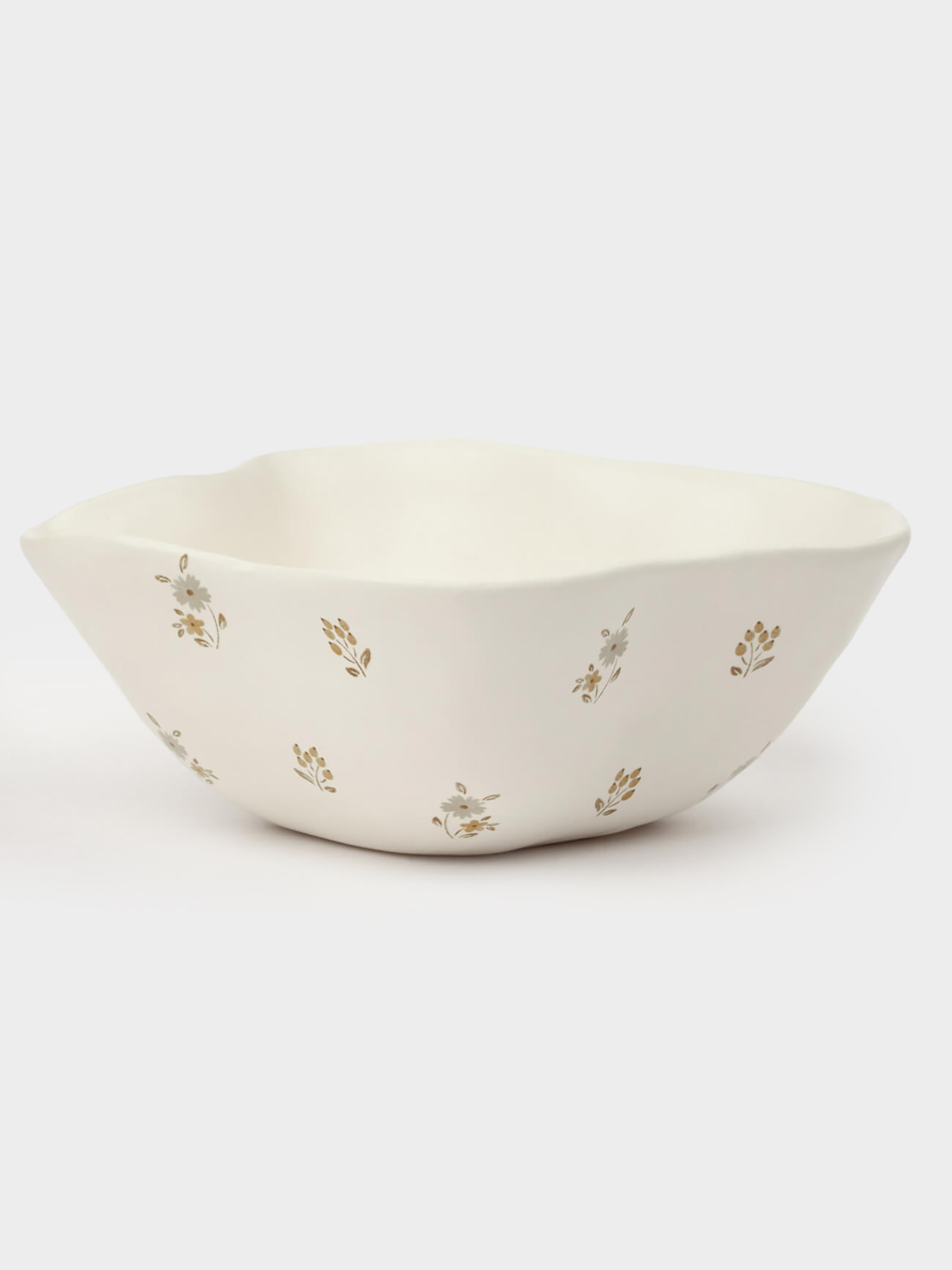 Salad bowl, 15x6 cm, 330 ml, ceramic, milky, Vintage flowers, La flore, image-1