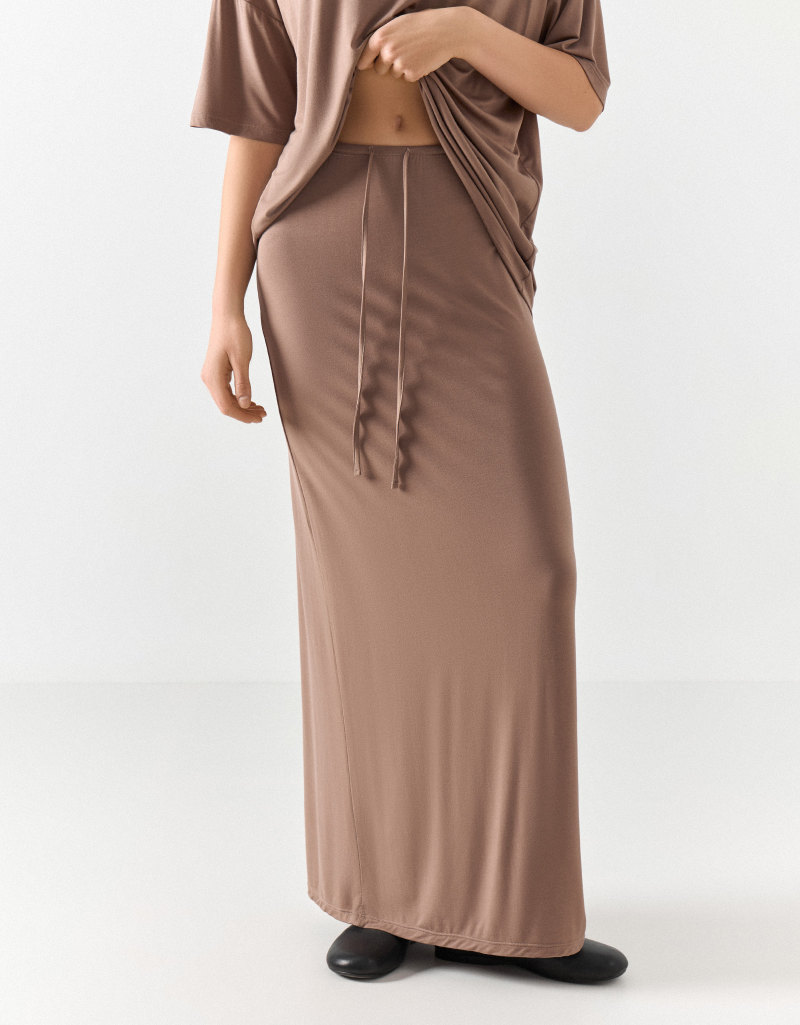 Women's skirt, maxi, size S, bamboo / elastane, green, Elodie, image-1