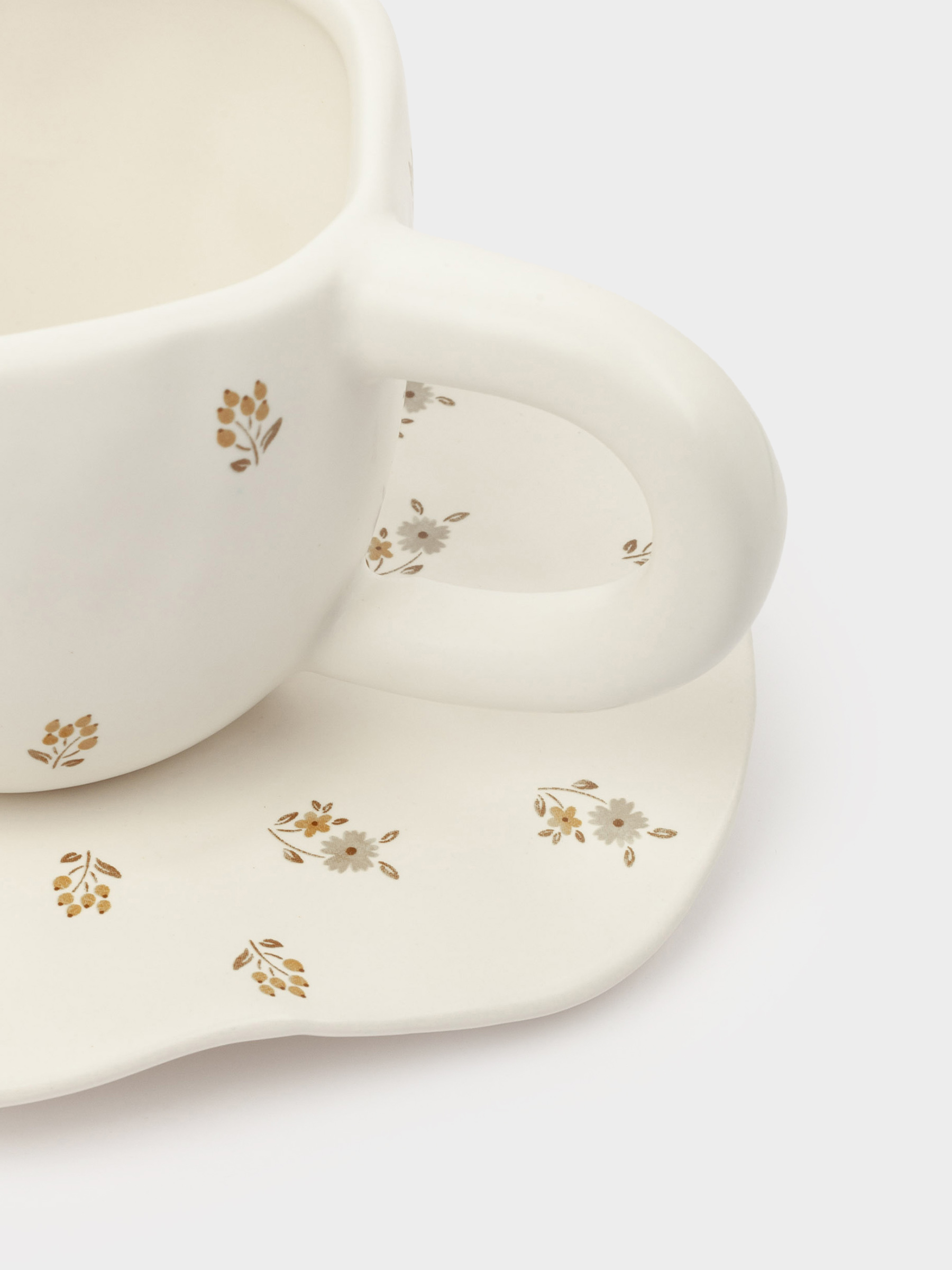 Tea pair, 1 person, 2 items, 360 ml, ceramics, milky, Vintage flowers, La flore, image-9