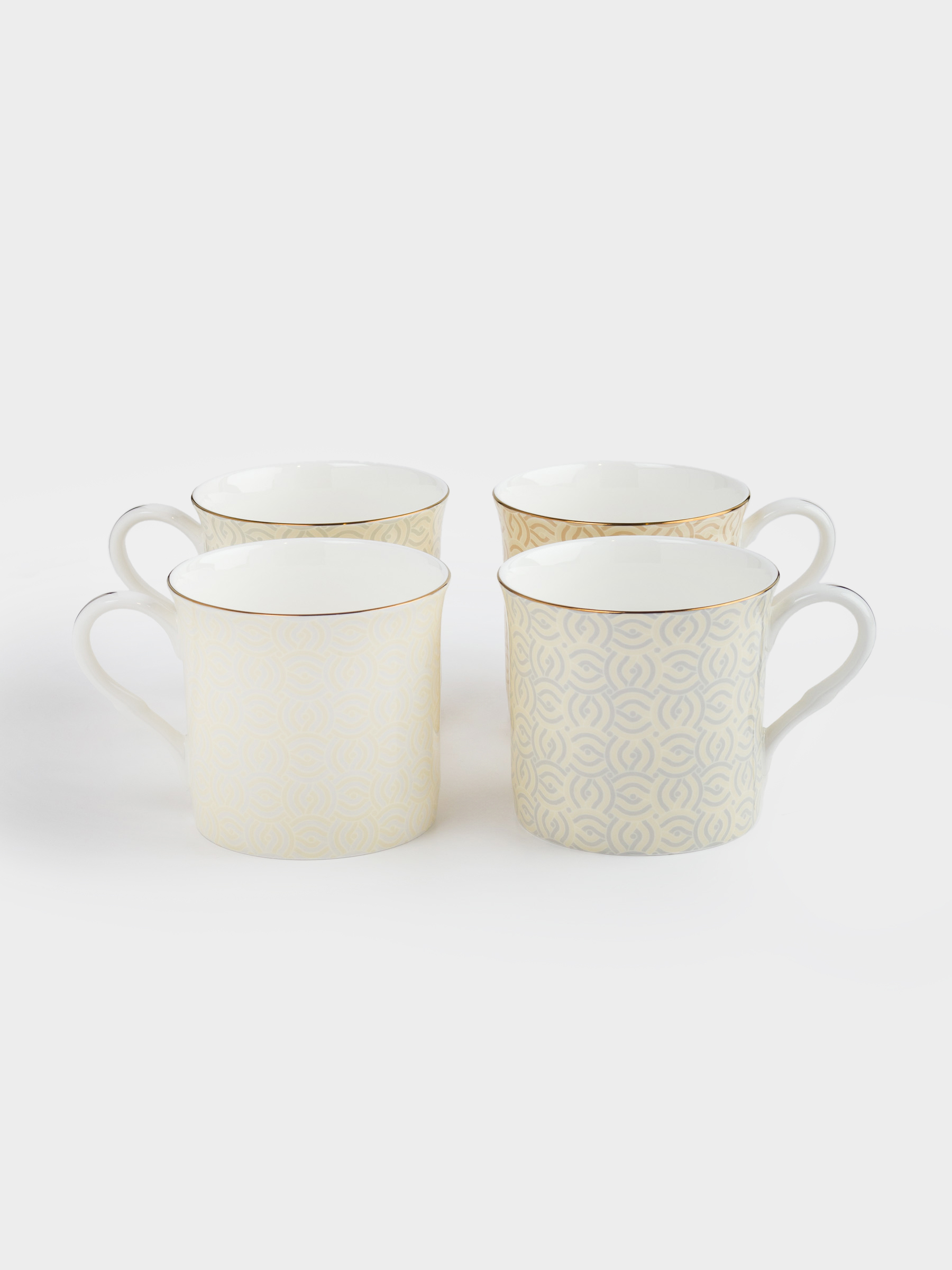 Mug, 330 ml, 4 pcs, porcelain F, mix, with golden edging, Patterns, Geometry, image-1