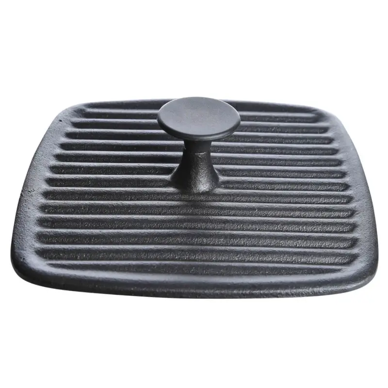 Grill press cover, 23 cm, cast iron, square, Black, Authentic