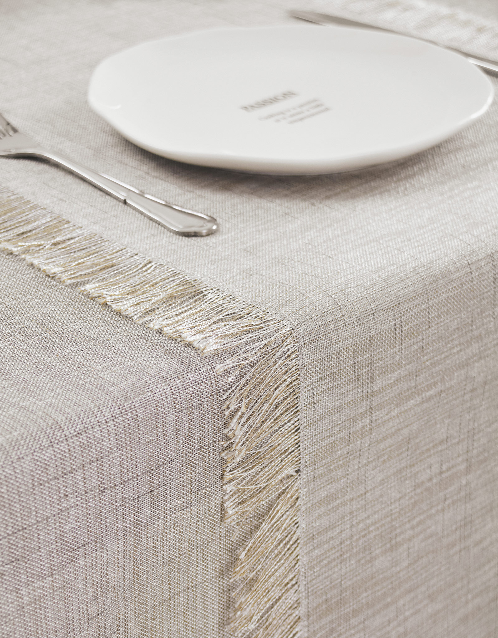Table runner, 40x160 cm, fringed, polyester, grey melange, Beverin, image-4