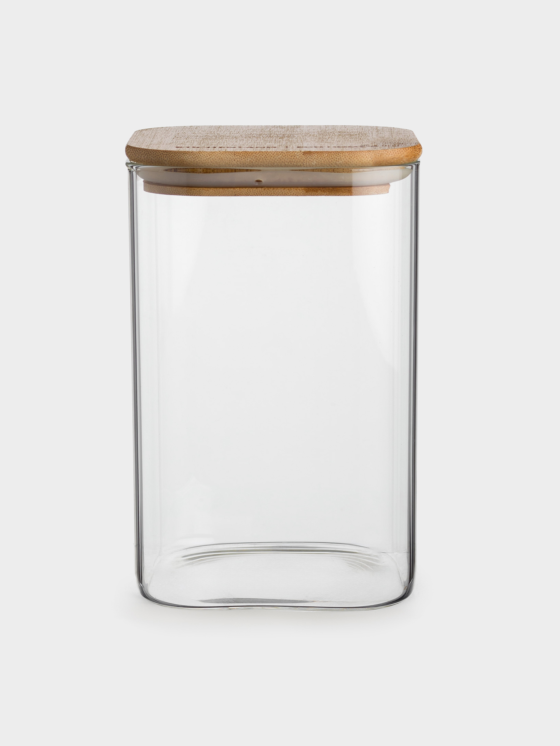 Can for bulk products, 1,1 l, glass / bamboo, square, Home made, image-1