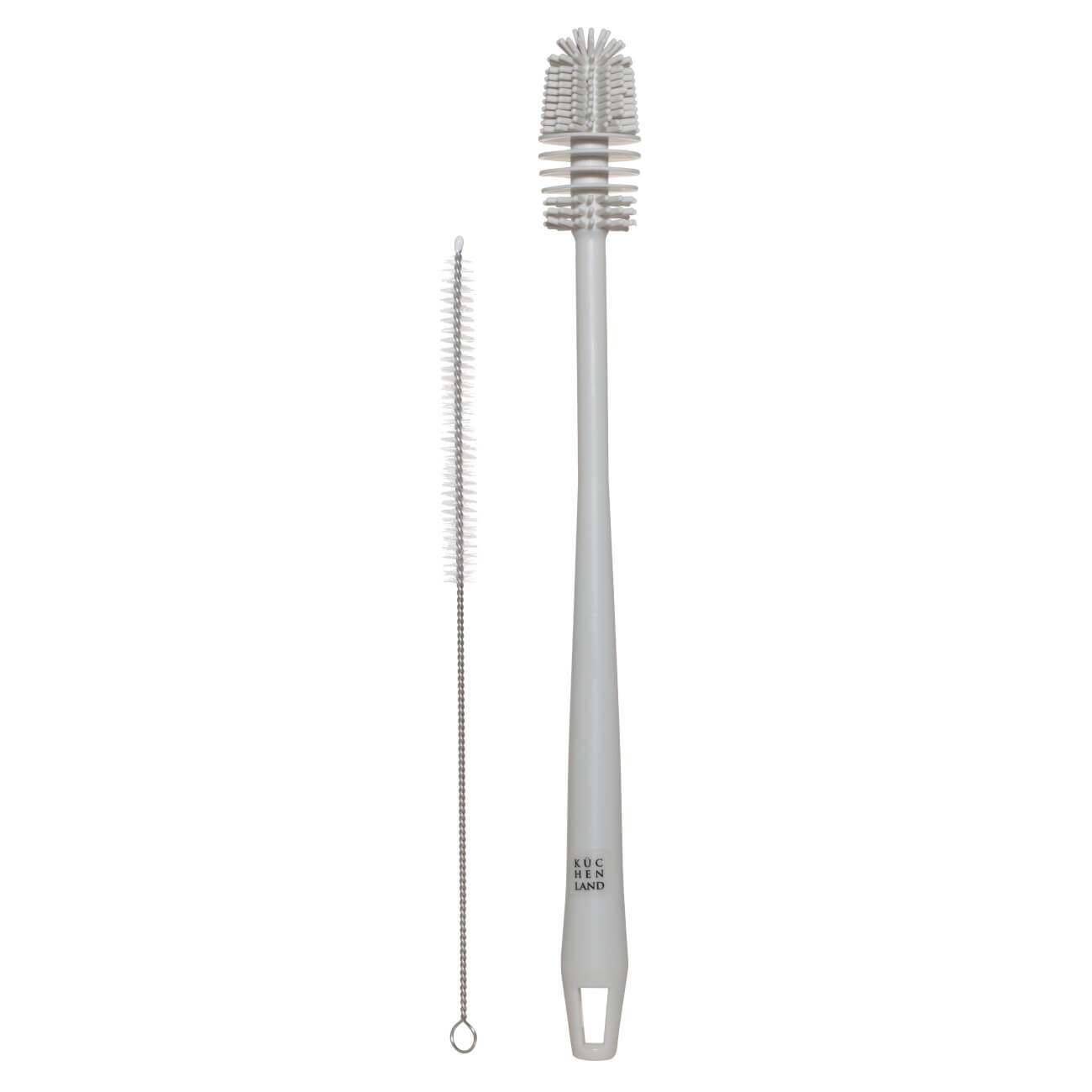 Bottle washing brush set, 32/26 cm, 2 pcs, rubber / plastic / metal, grey, Clean